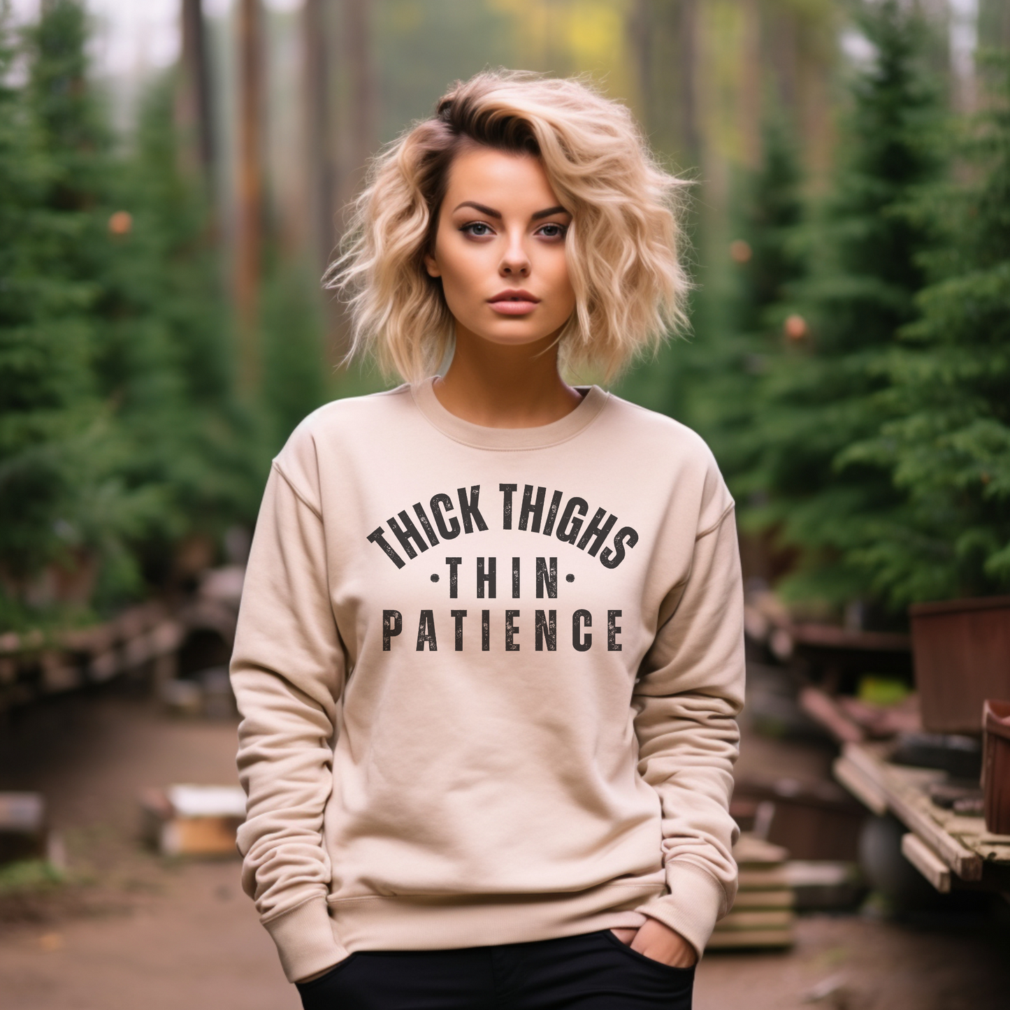 Thick Thighs Thin Patience Funny Crewneck Sweatshirt