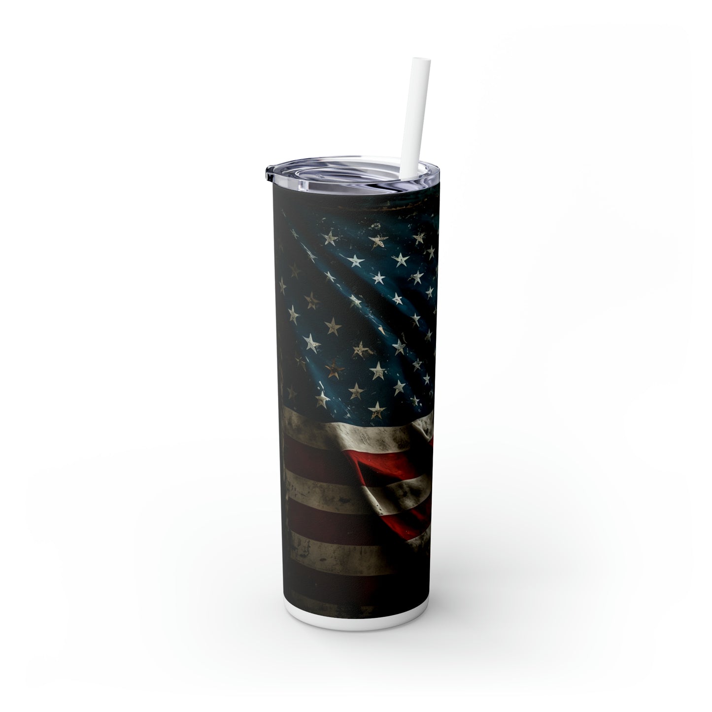 USA American Flag, EcoChic 20oz Skinny Stainless Steel Tumbler with Straw