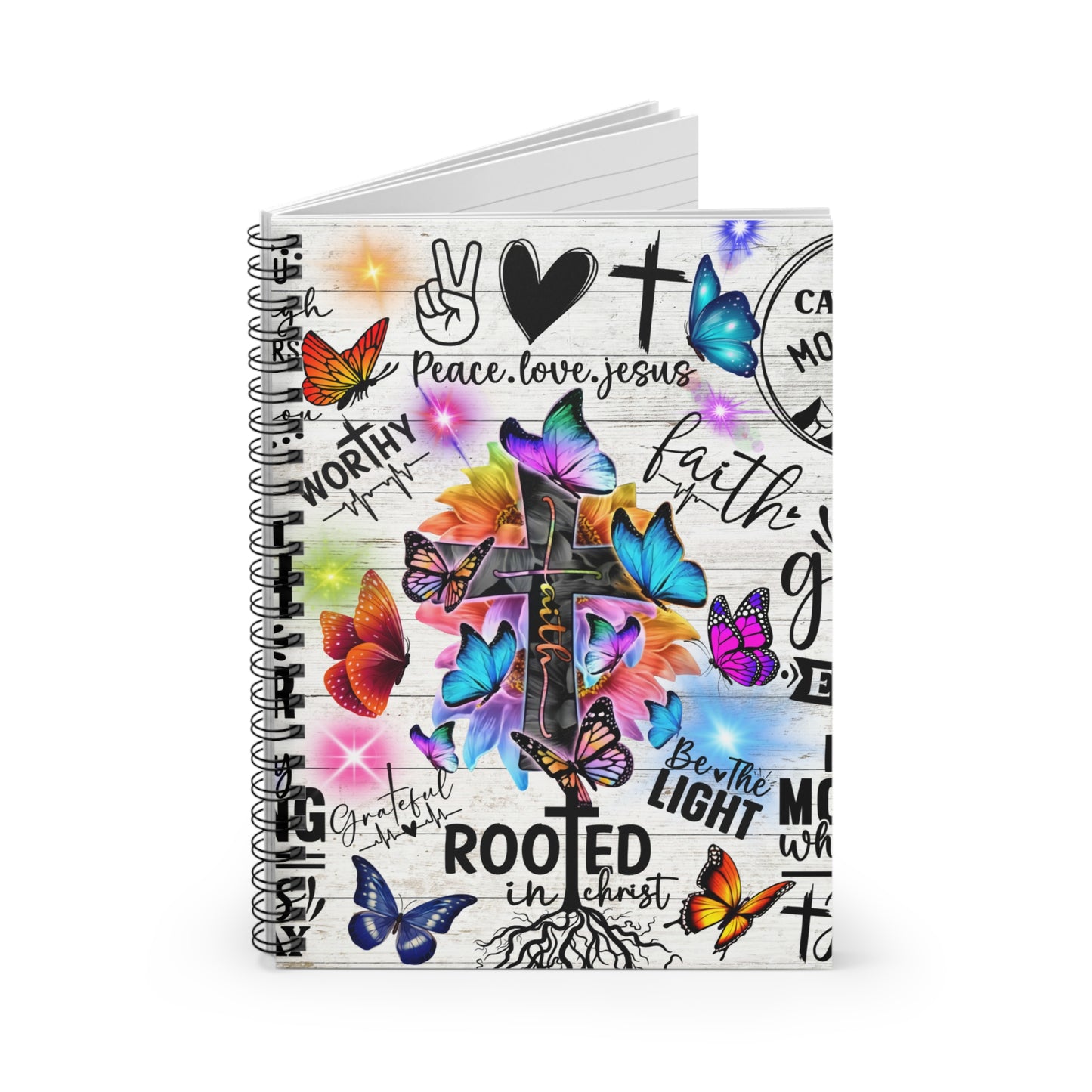 Collage style cross Christian journal or Notebook. Notes Spiral Notebook - Ruled Line