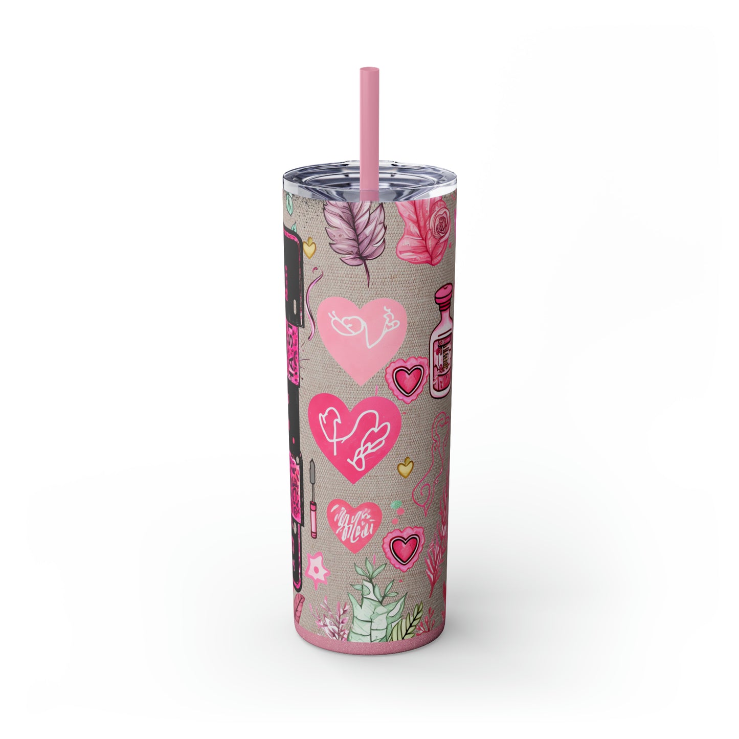 Nurse Pink ,EcoChic 20oz Skinny Stainless Steel Tumbler with Straw