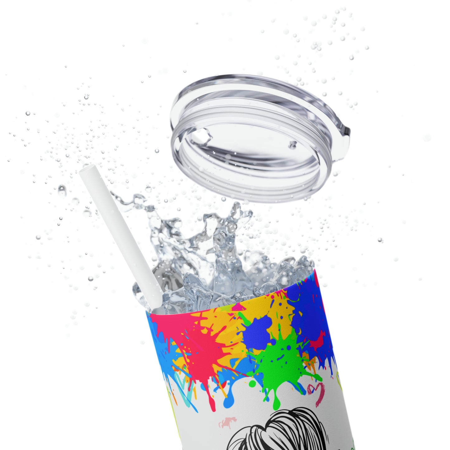 Autism awareness, Mama EcoChic 20oz Skinny Stainless Steel Tumbler with Straw