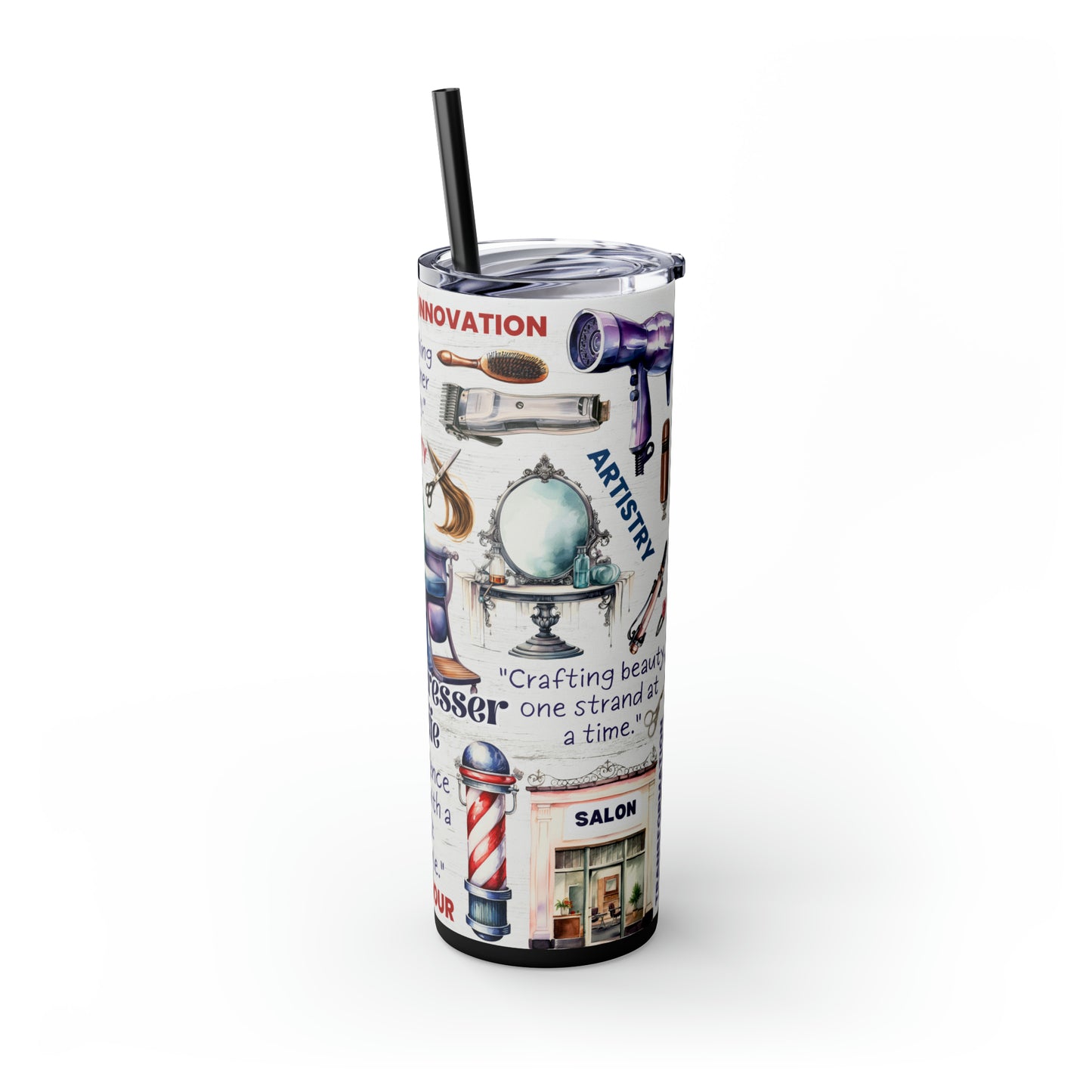 Hairdresser Life EcoChic 20oz Skinny Stainless Steel Tumbler with Straw