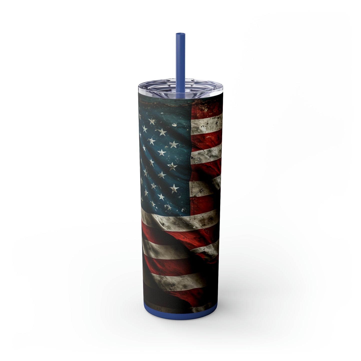 USA American Flag, EcoChic 20oz Skinny Stainless Steel Tumbler with Straw
