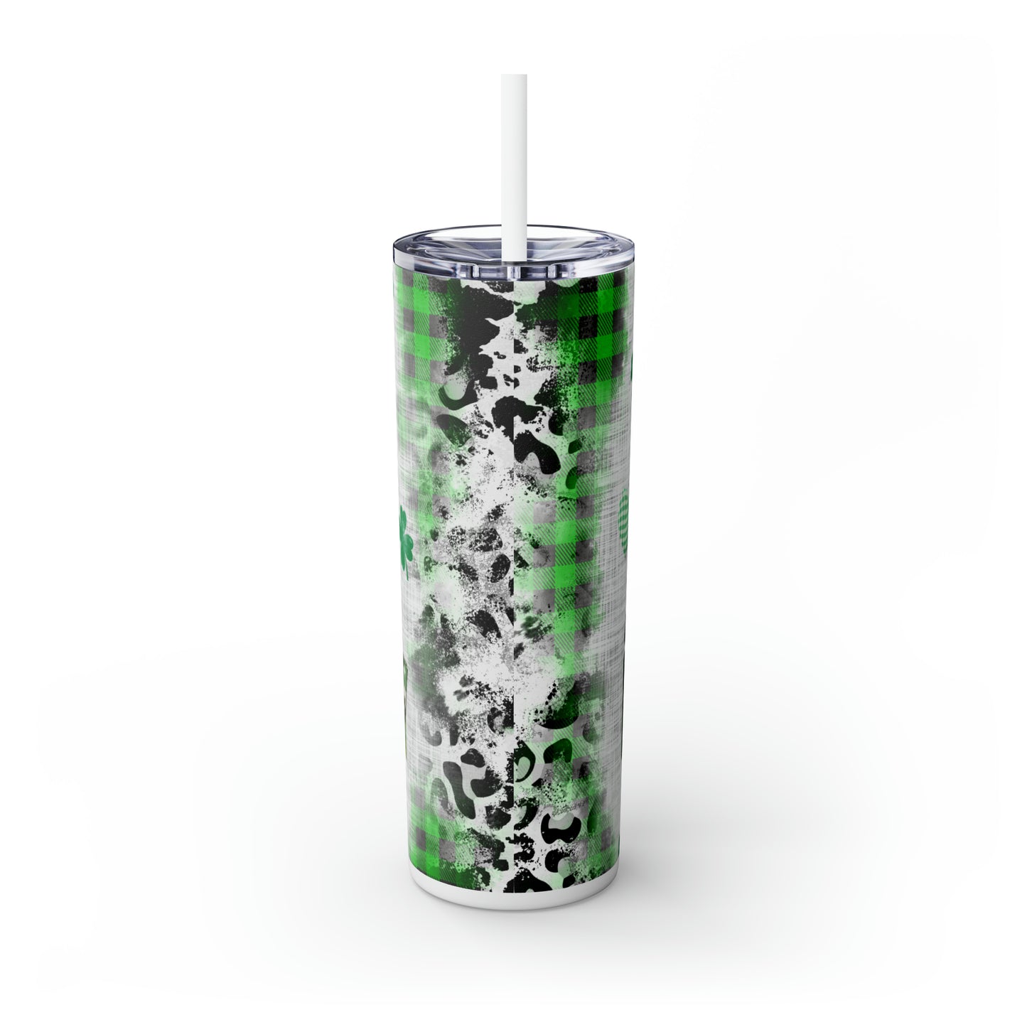 Lucky Mama, Messy Bun St Pattricks Day Skinny Tumbler, 20oz