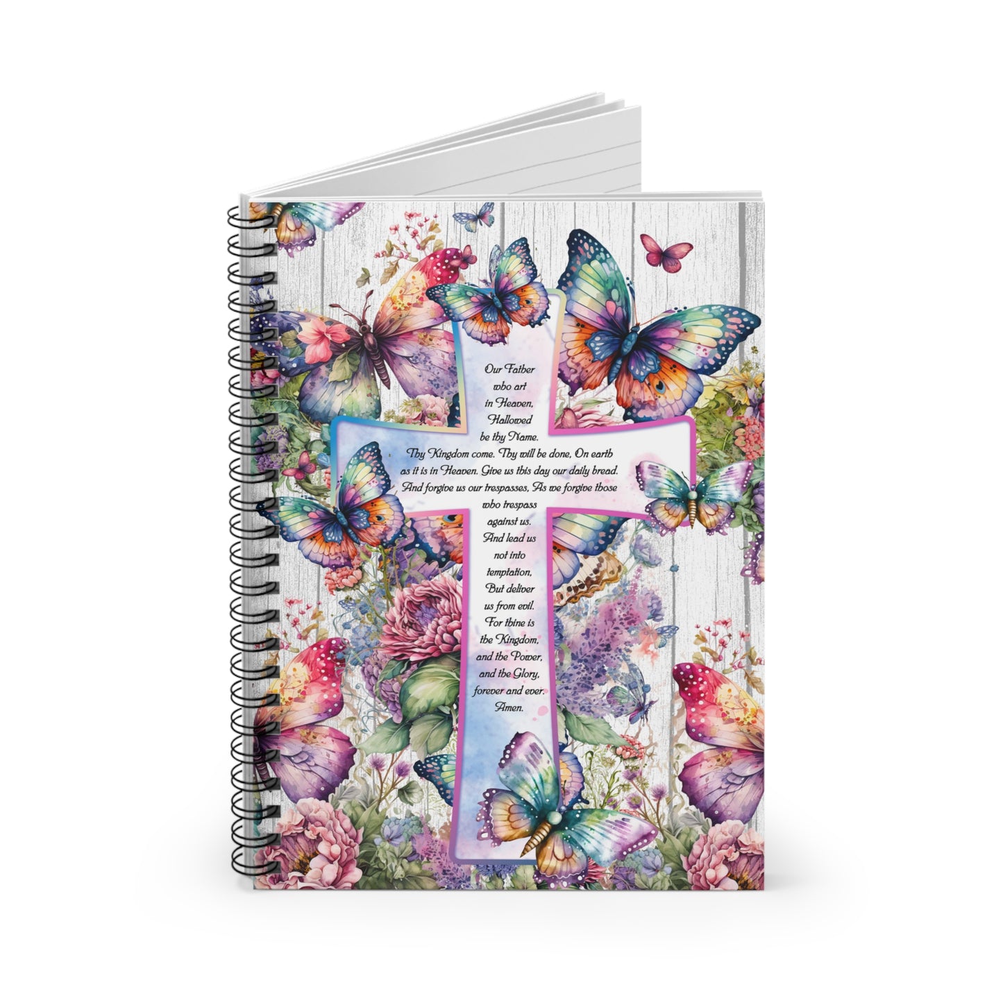 Our Father The Lords Prayer Beautiful Cross Christian journal or Notebook. Notes Spiral Notebook - Ruled Line