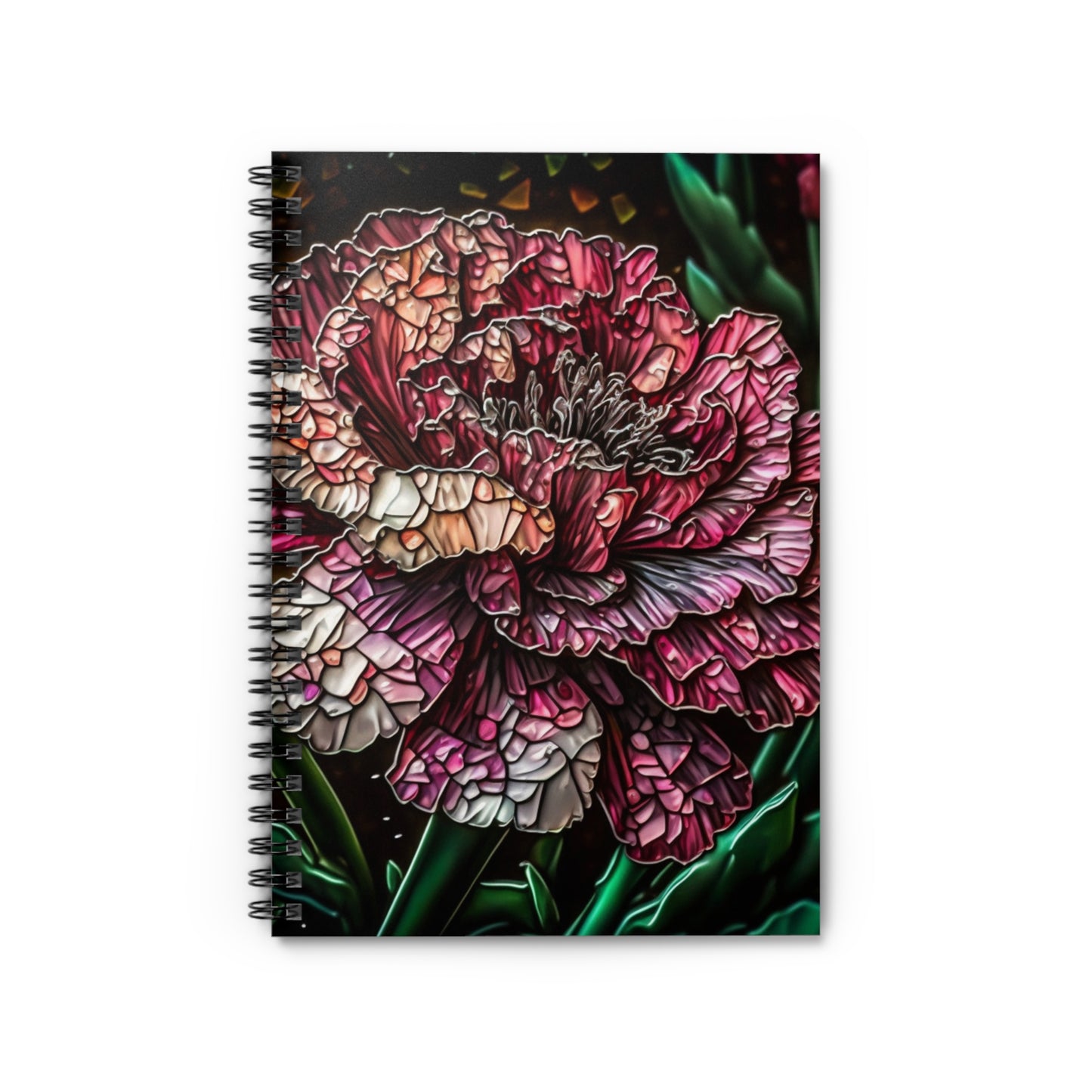Stained glass pink rose boho designed journal or Notebook. Boho, minimalist, Notes Spiral Notebook - Ruled Line