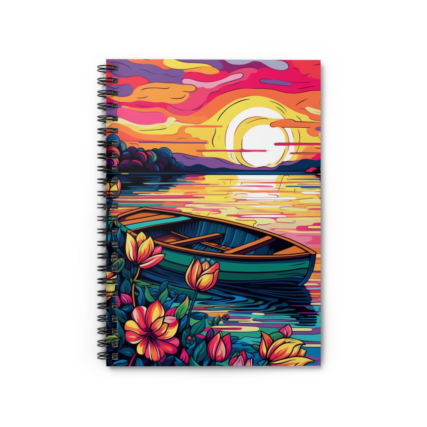Peaceful lake painted journal or Notebook. Notes Spiral Notebook - Ruled Line