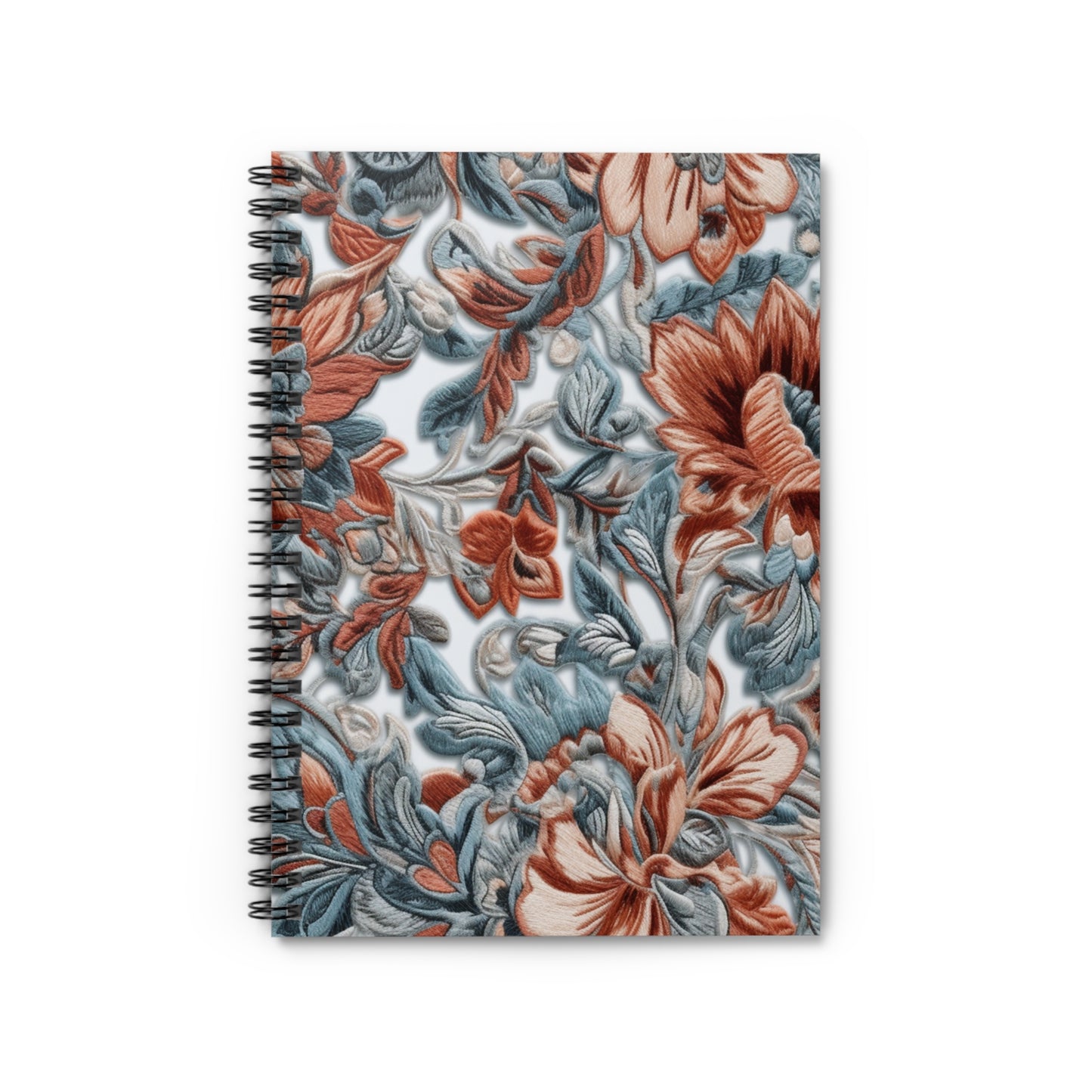 Pink Floral Embroidery Journal or Notebook. Diary Notes Spiral Notebook - Ruled Lined