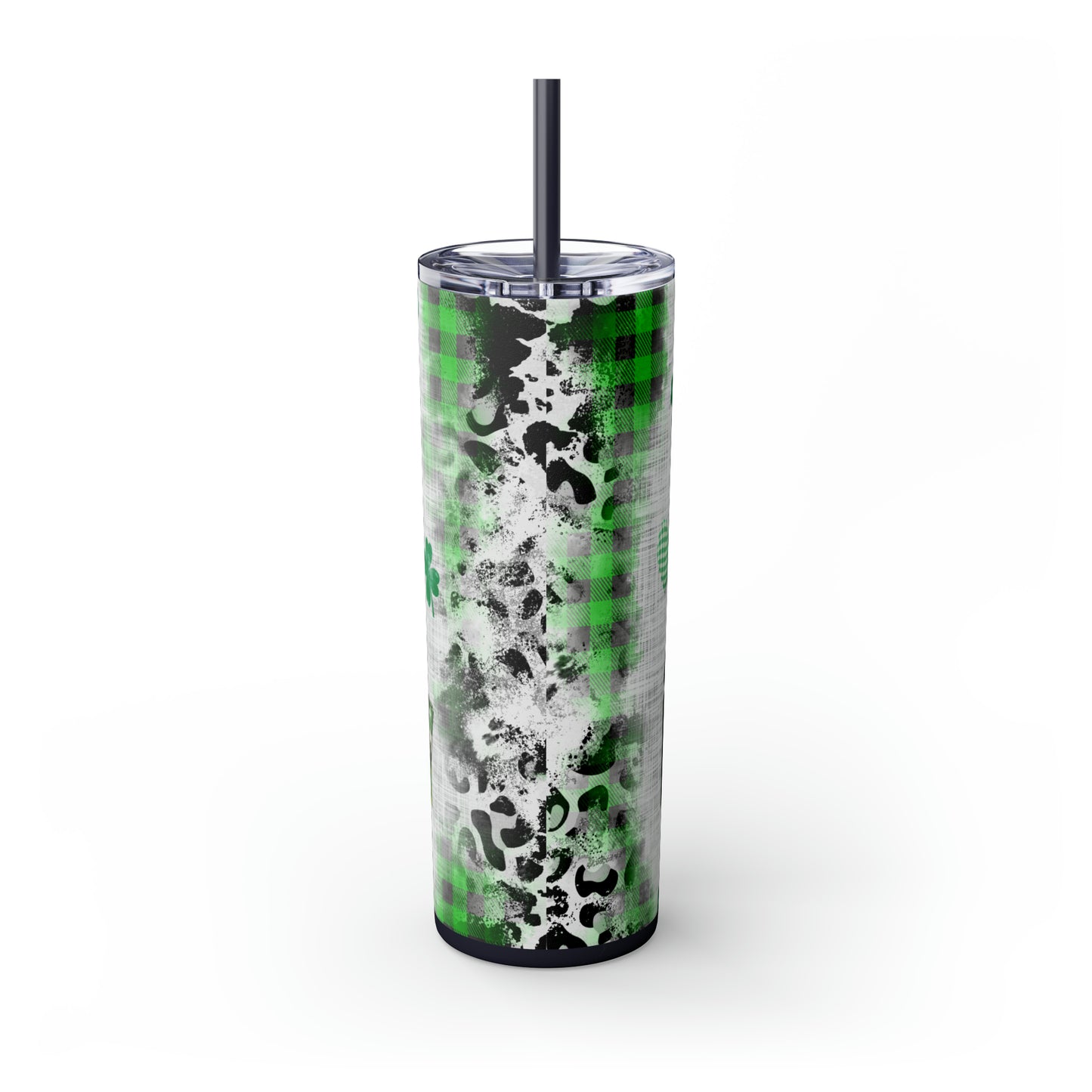 Lucky Mama, Messy Bun St Pattricks Day Skinny Tumbler, 20oz