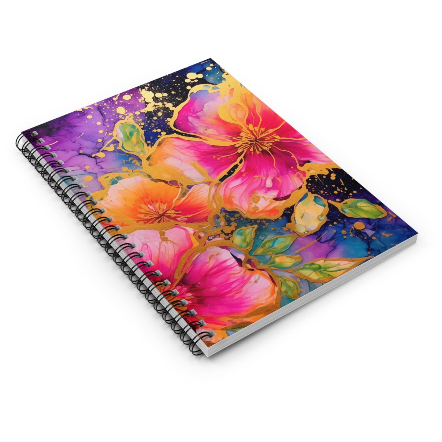 Pink & Purple Floral Journal or Notebook. Diary Notes Spiral Notebook - Ruled Lined