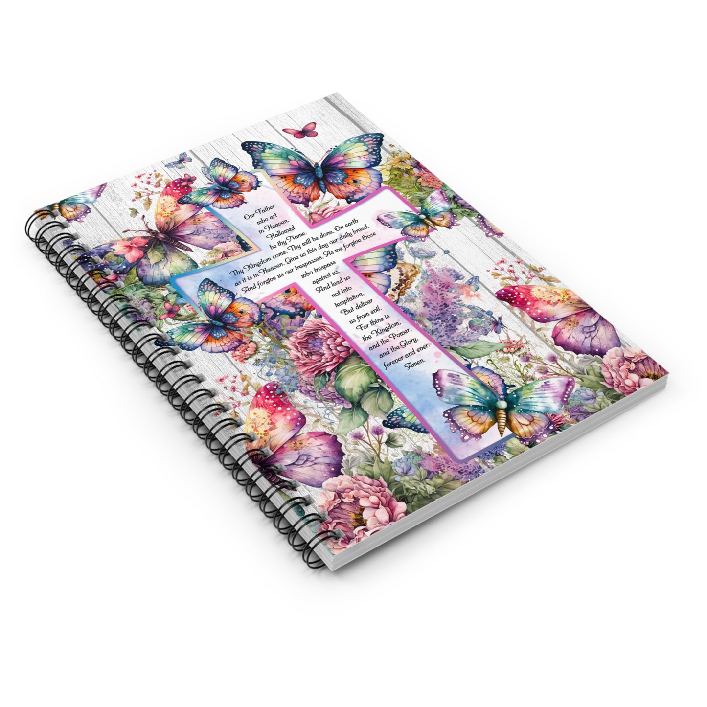 Our Father The Lords Prayer Beautiful Cross Christian journal or Notebook. Notes Spiral Notebook - Ruled Line