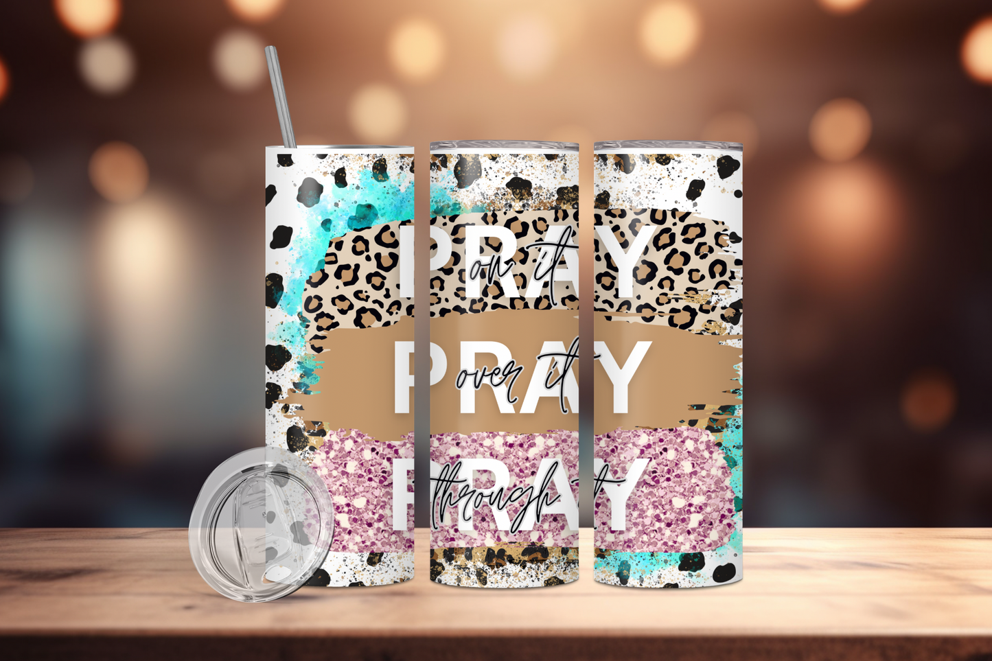 Pray Pray Pray, Christian Skinny Tumbler, 20oz