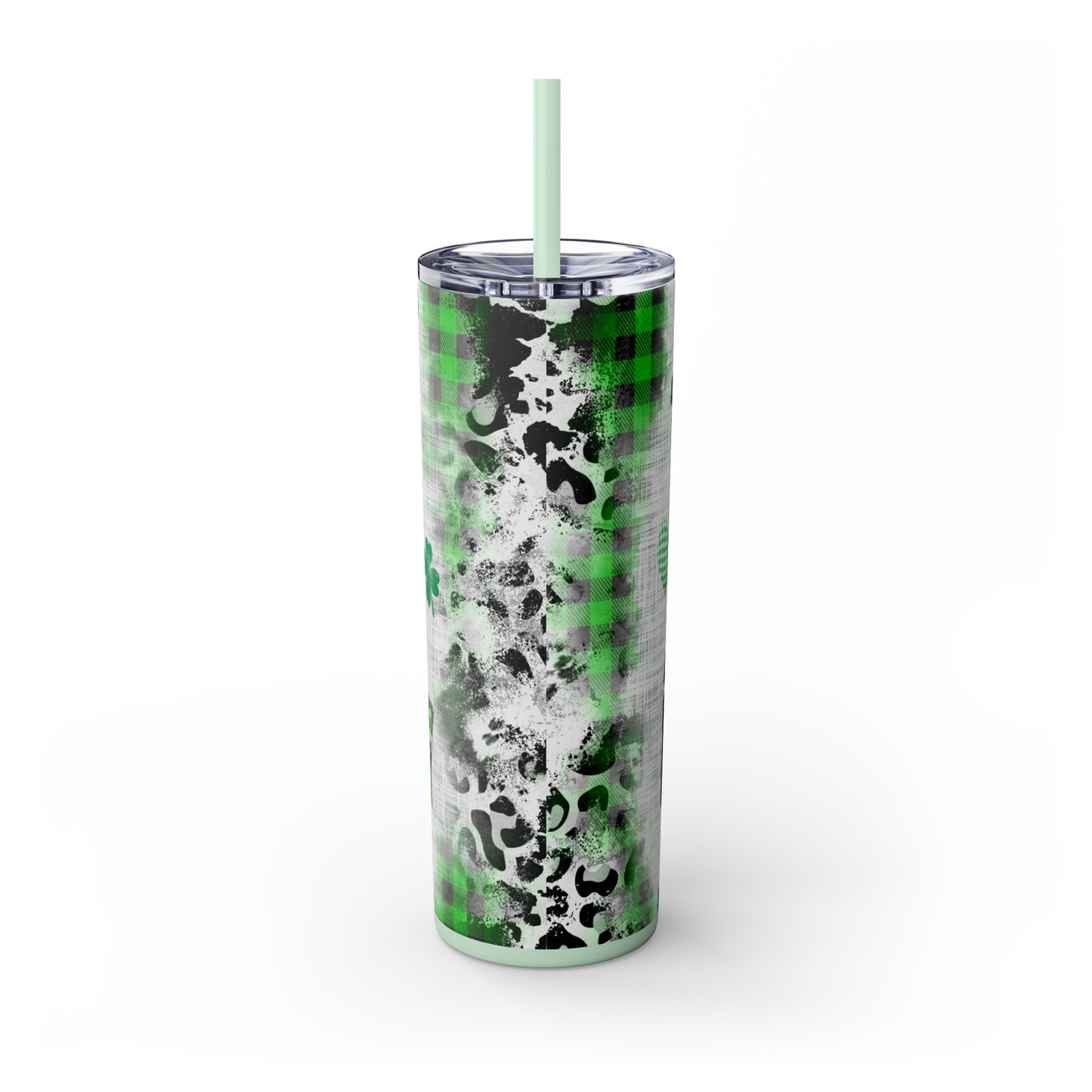 Lucky Mama, Messy Bun St Pattricks Day Skinny Tumbler, 20oz