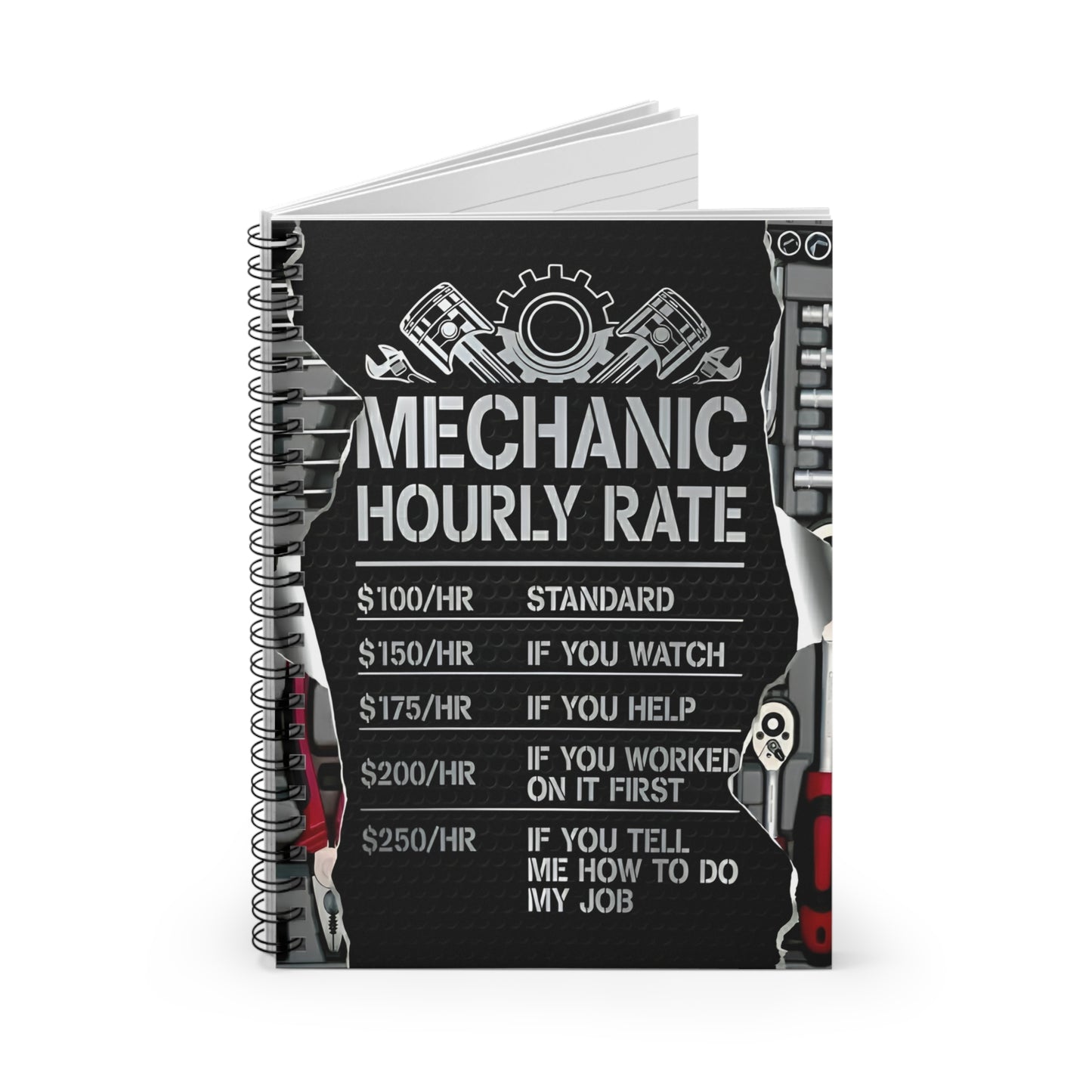 Mechanics Hourly Rate Spiral Notebook - Ruled Line