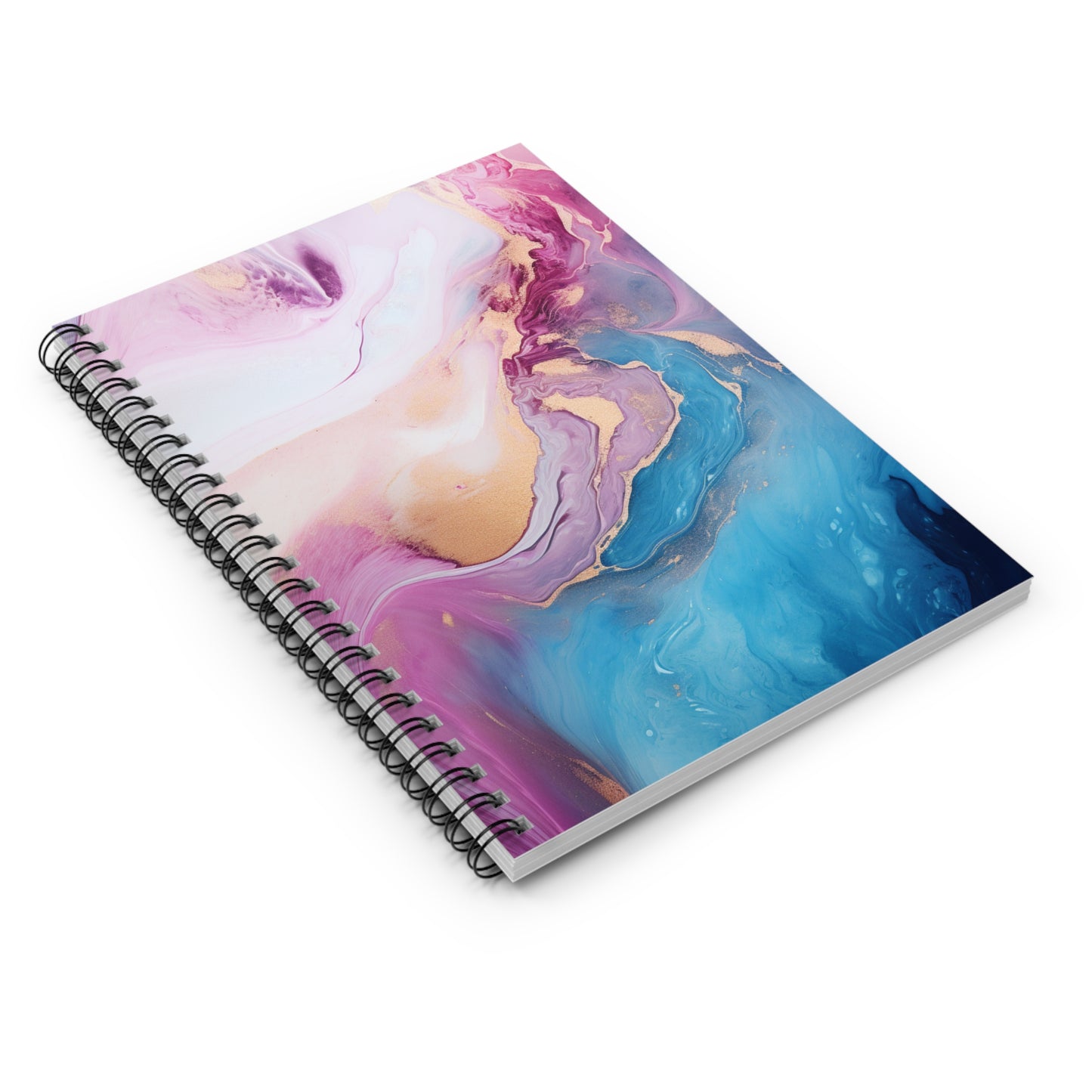 Blue, Pink & Gold Marble journal or Notebook. Boho, minimalist, Notes Spiral Notebook - Ruled Line