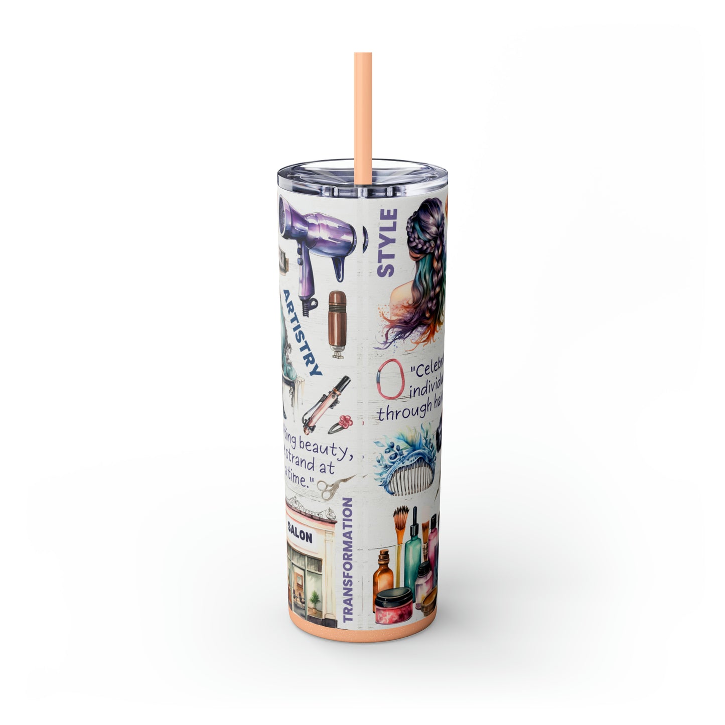 Hairdresser Life EcoChic 20oz Skinny Stainless Steel Tumbler with Straw