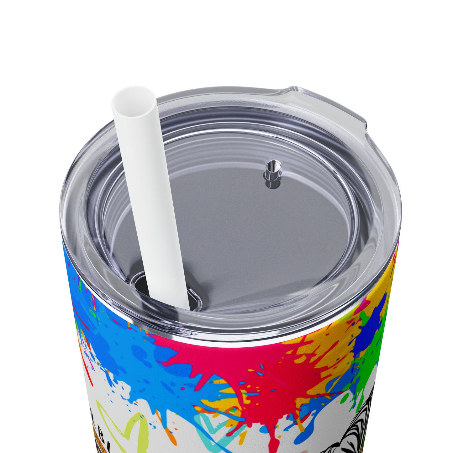 Autism awareness, Mama EcoChic 20oz Skinny Stainless Steel Tumbler with Straw