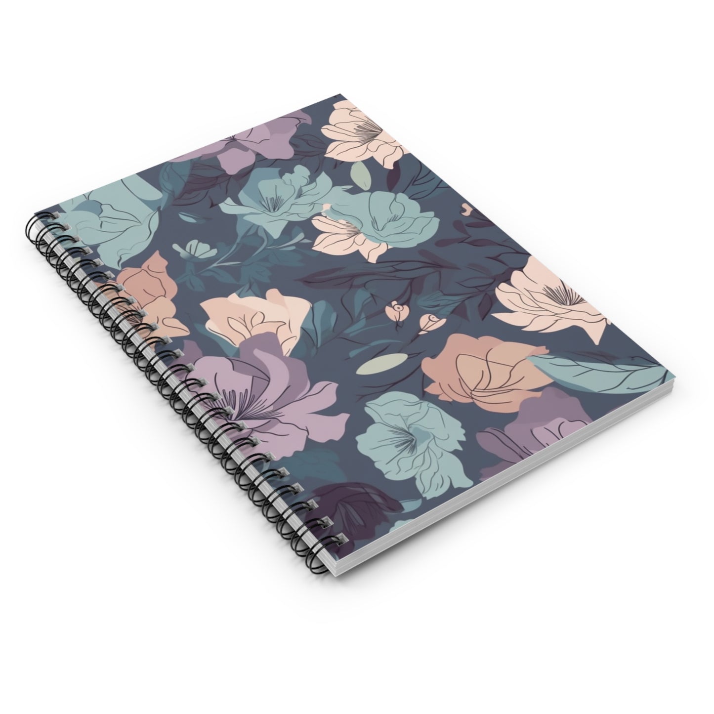 Pastel Floral Journal or Notebook. Diary Notes Spiral Notebook - Ruled Lined