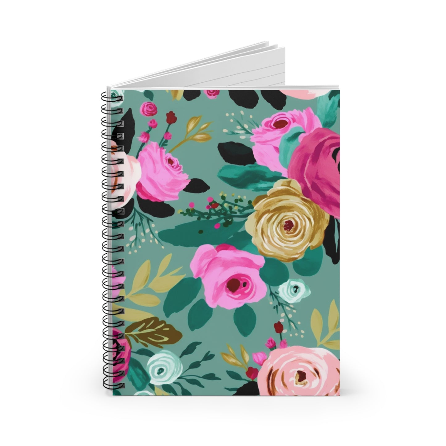Floral Tea Party Journal or Notebook. Diary Notes Spiral Notebook - Ruled Lined