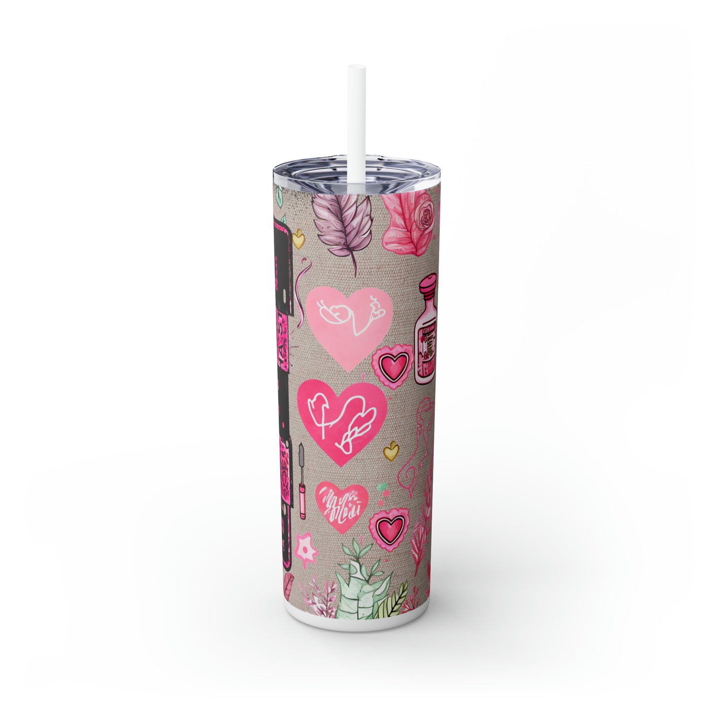 Nurse Pink ,EcoChic 20oz Skinny Stainless Steel Tumbler with Straw
