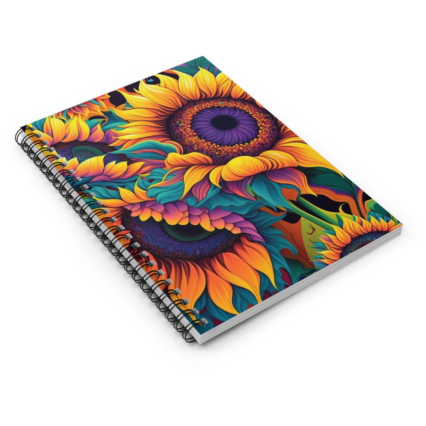 Colorful Floral Sunflower Spiral Notebook - Ruled Line