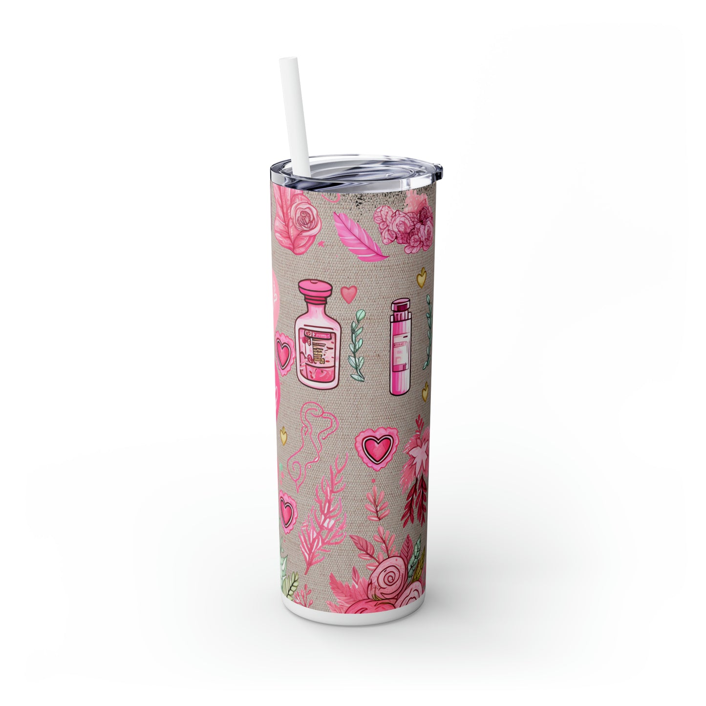 Nurse Pink ,EcoChic 20oz Skinny Stainless Steel Tumbler with Straw