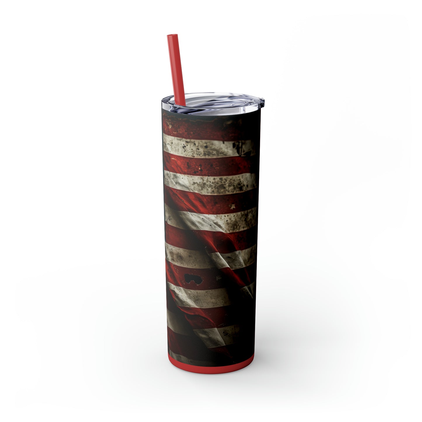 USA American Flag, EcoChic 20oz Skinny Stainless Steel Tumbler with Straw