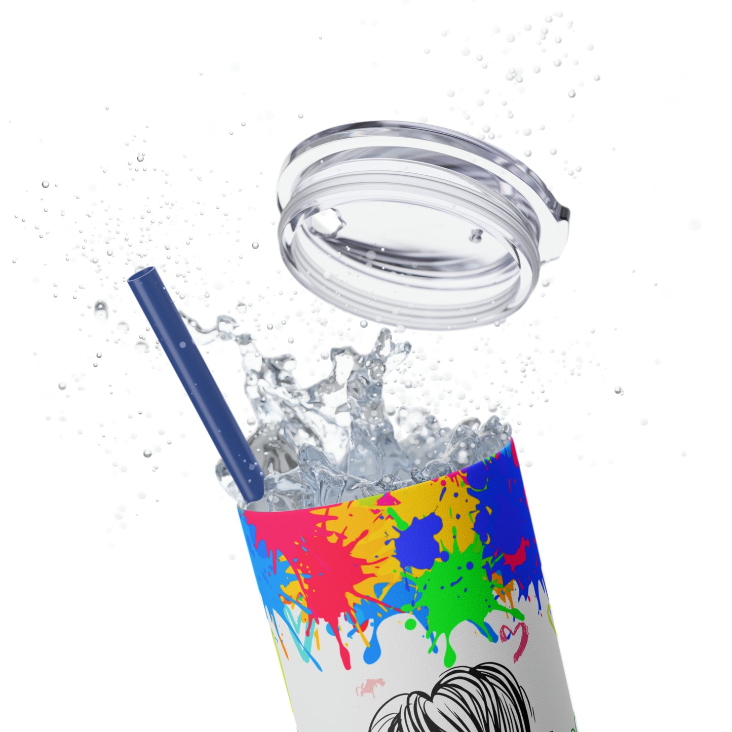 Autism awareness, Mama EcoChic 20oz Skinny Stainless Steel Tumbler with Straw