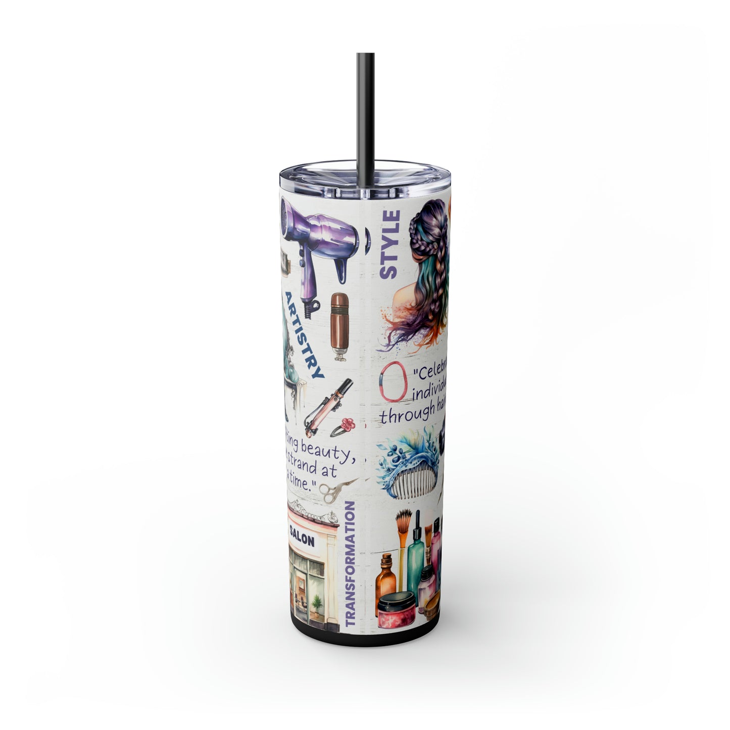 Hairdresser Life EcoChic 20oz Skinny Stainless Steel Tumbler with Straw