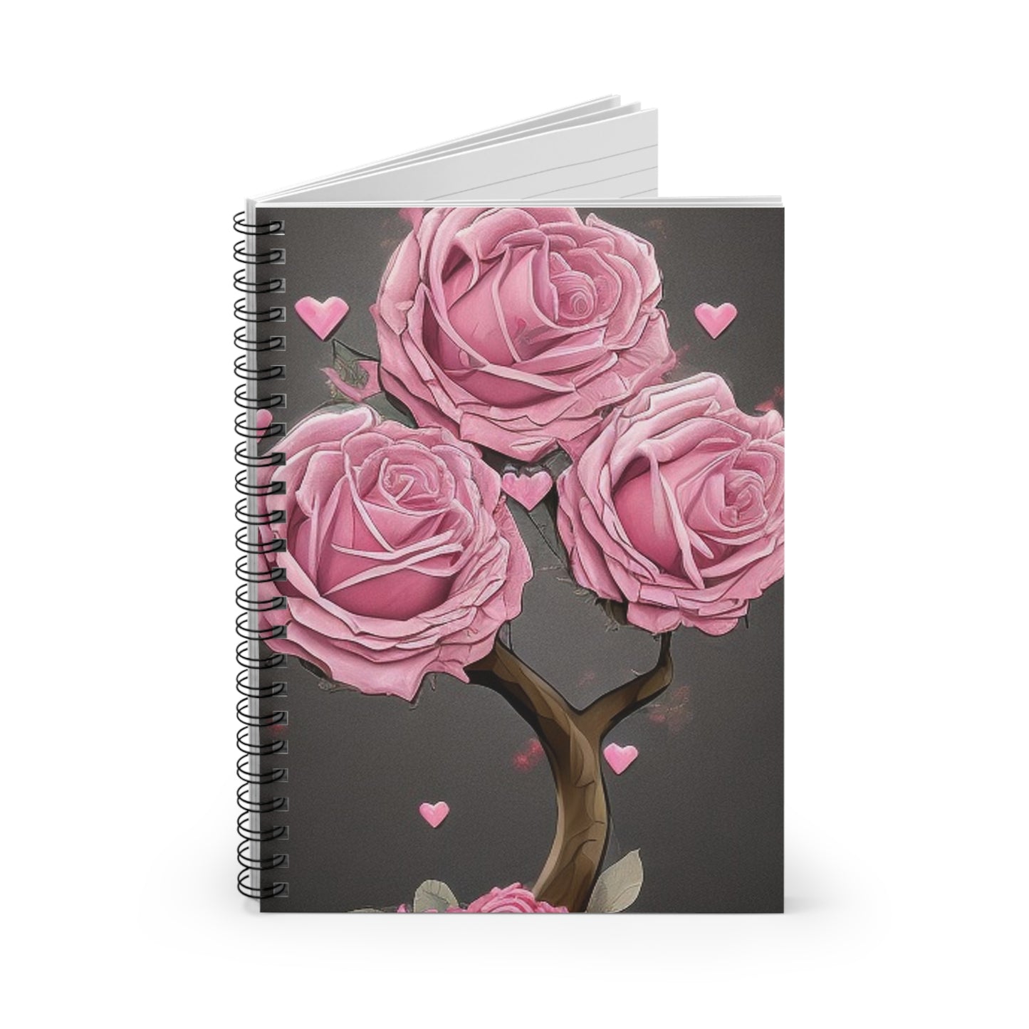 Pink Roses Tree Pink Spiral Notebook