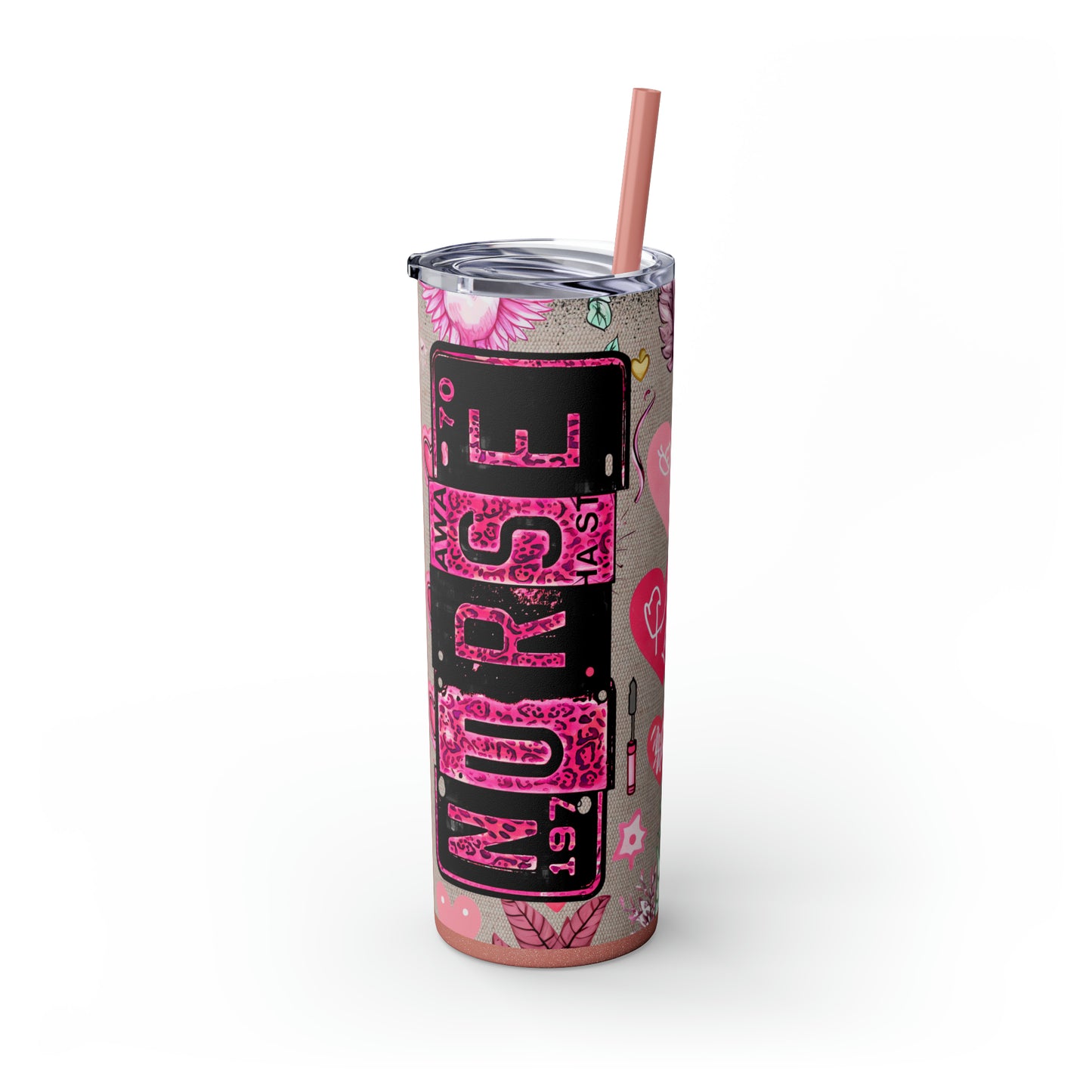 Nurse Pink ,EcoChic 20oz Skinny Stainless Steel Tumbler with Straw