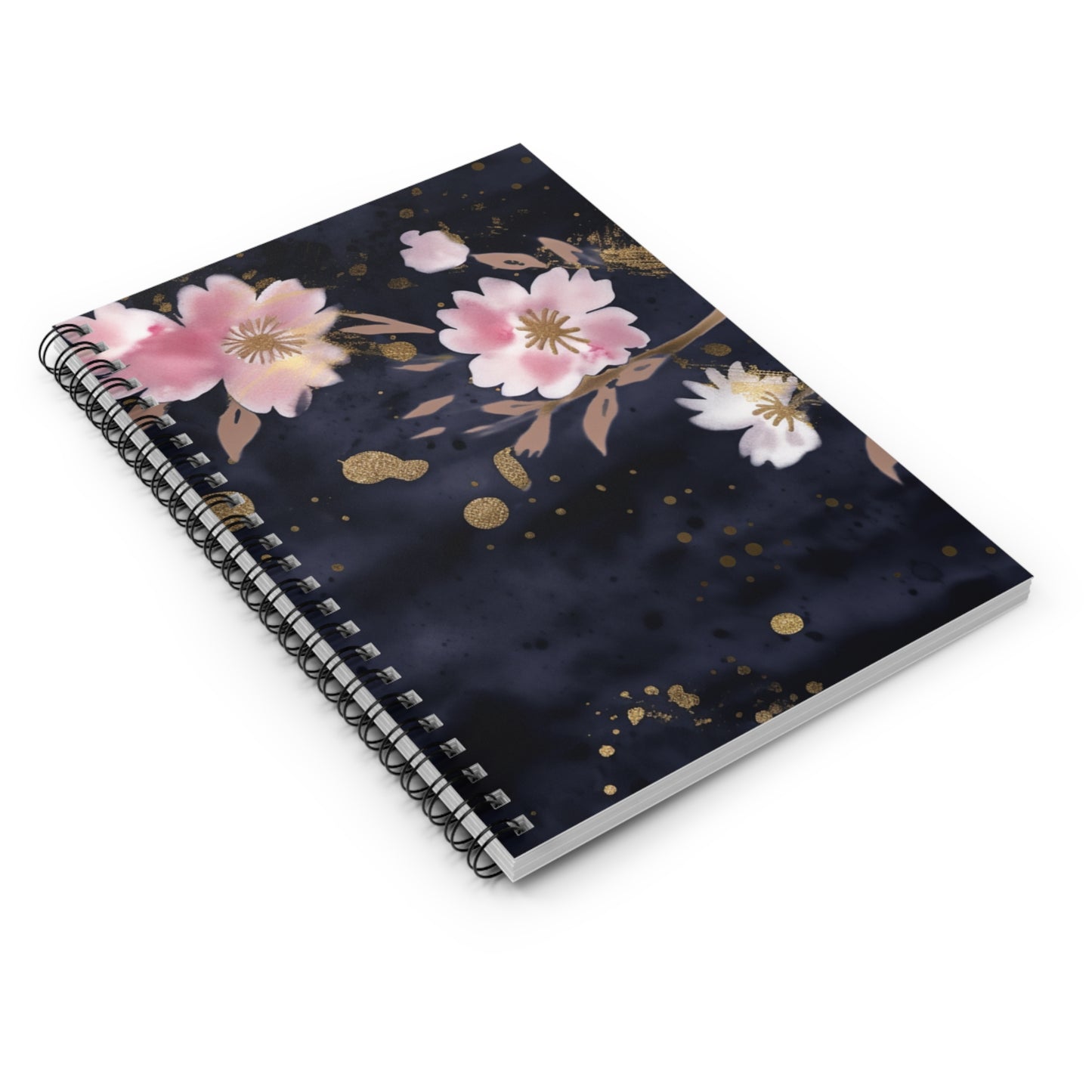 Navy & Pink Floral journal or Notebook Minimalist, Notes Spiral Notebook - Ruled Line