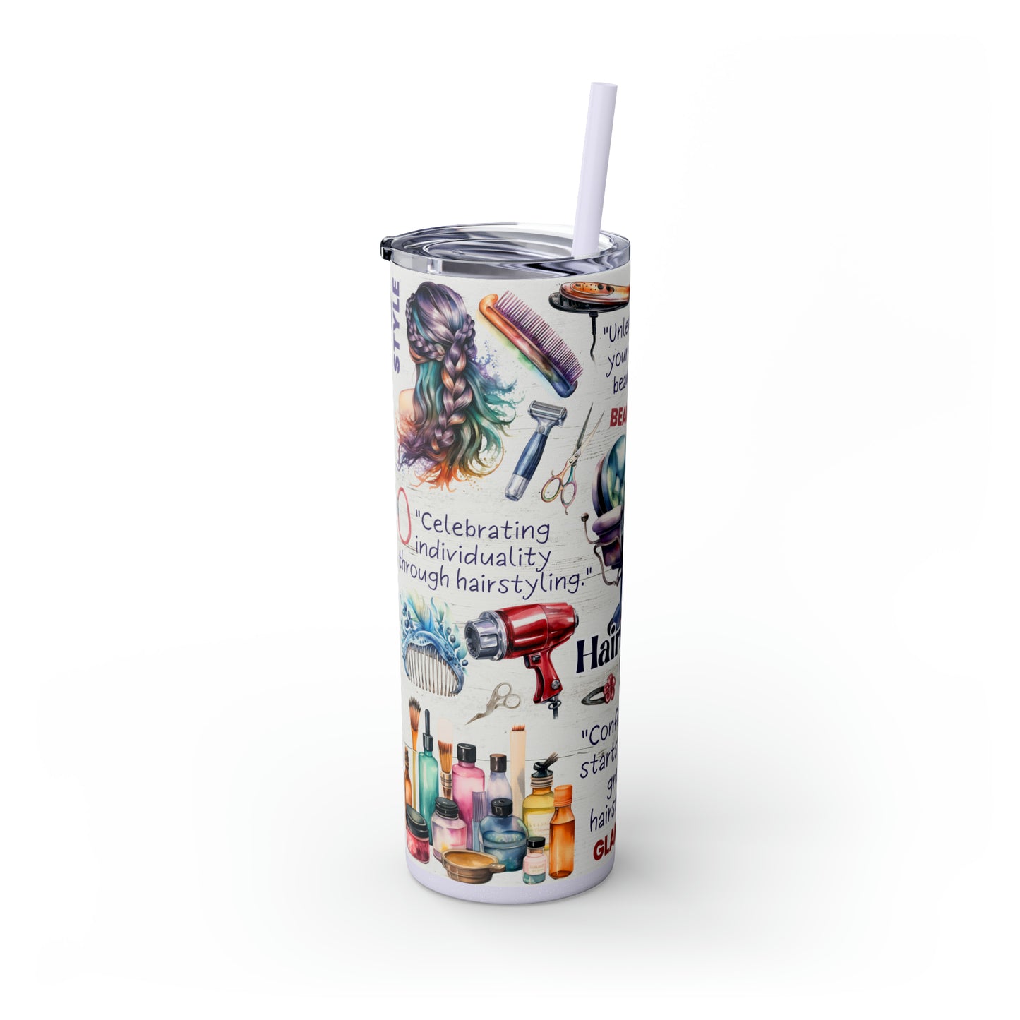 Hairdresser Life EcoChic 20oz Skinny Stainless Steel Tumbler with Straw