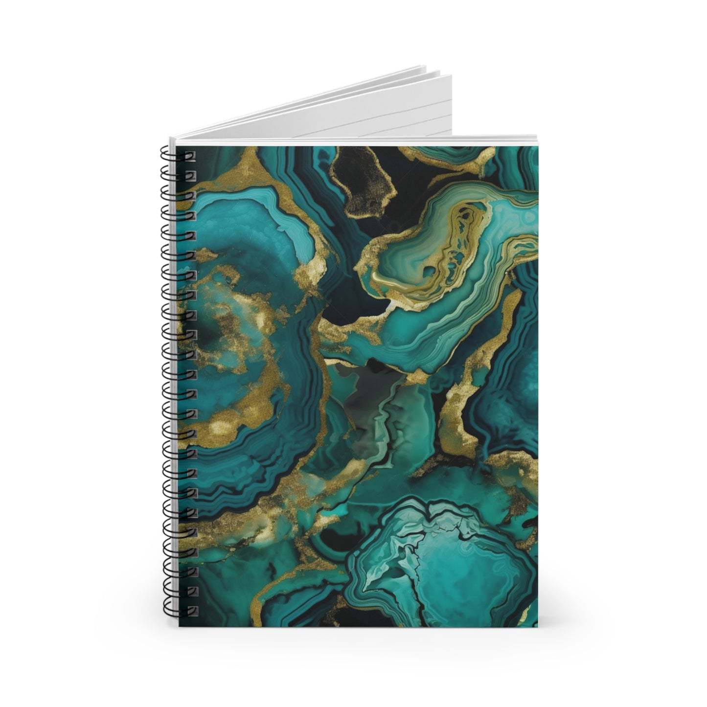 Turquoise and gold swirl designed journal or Notebook. Boho, minimalist, Notes Spiral Notebook - Ruled Line