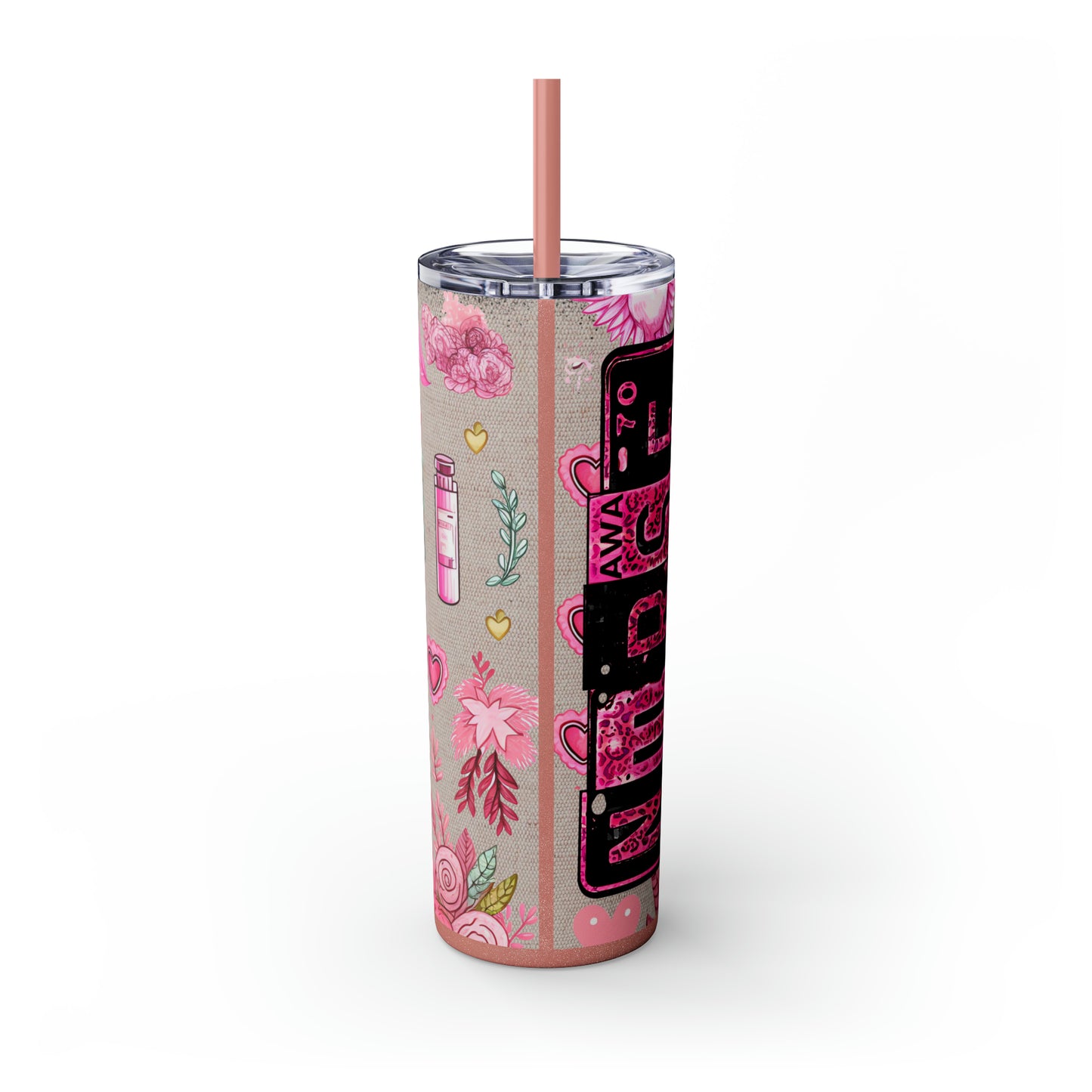Nurse Pink ,EcoChic 20oz Skinny Stainless Steel Tumbler with Straw