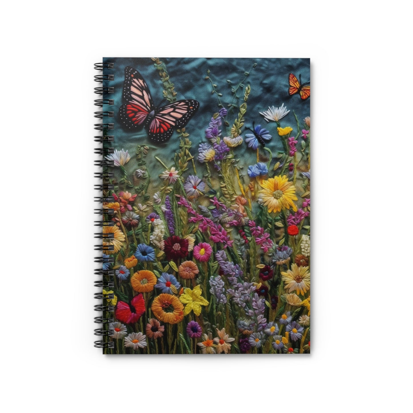Embroidered Garden Journal or Notebook. Diary Notes Spiral Notebook - Ruled Lined