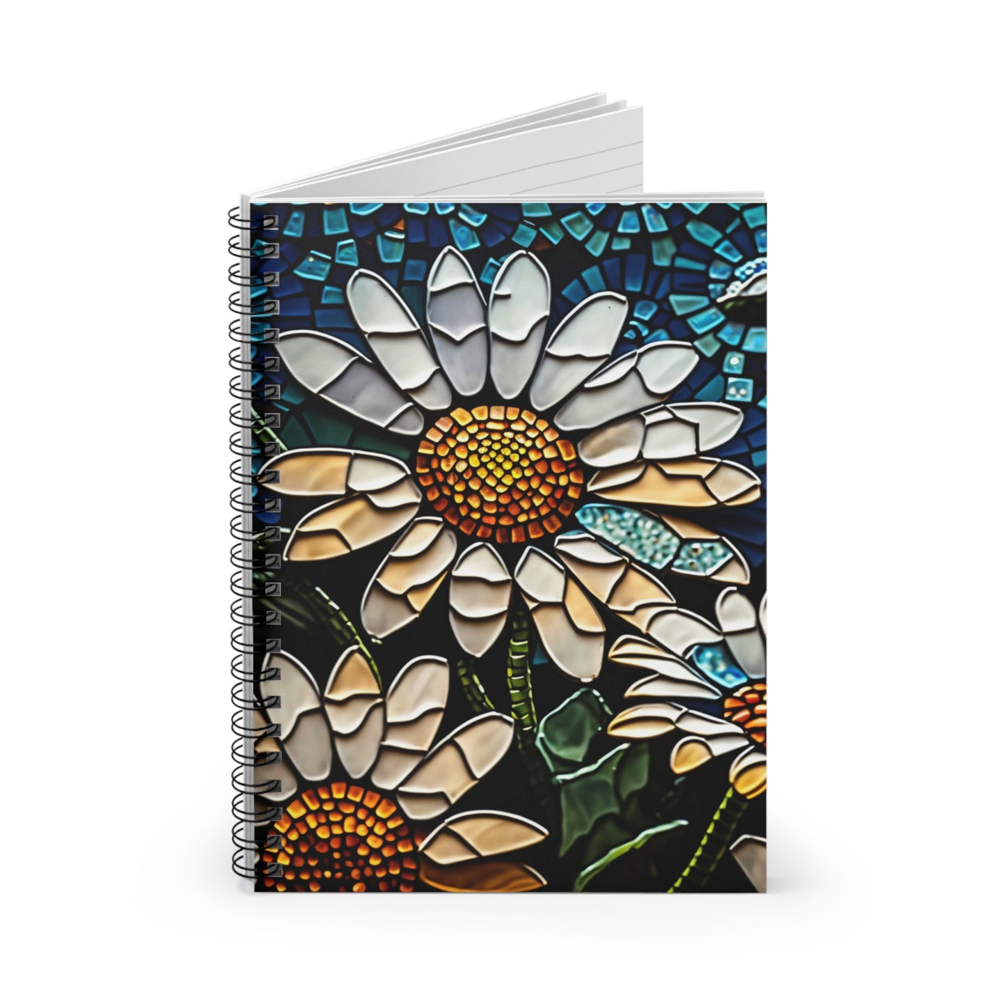 Stained glass daisies boho designed journal or Notebook. Boho, minimalist, Notes Spiral Notebook - Ruled Line