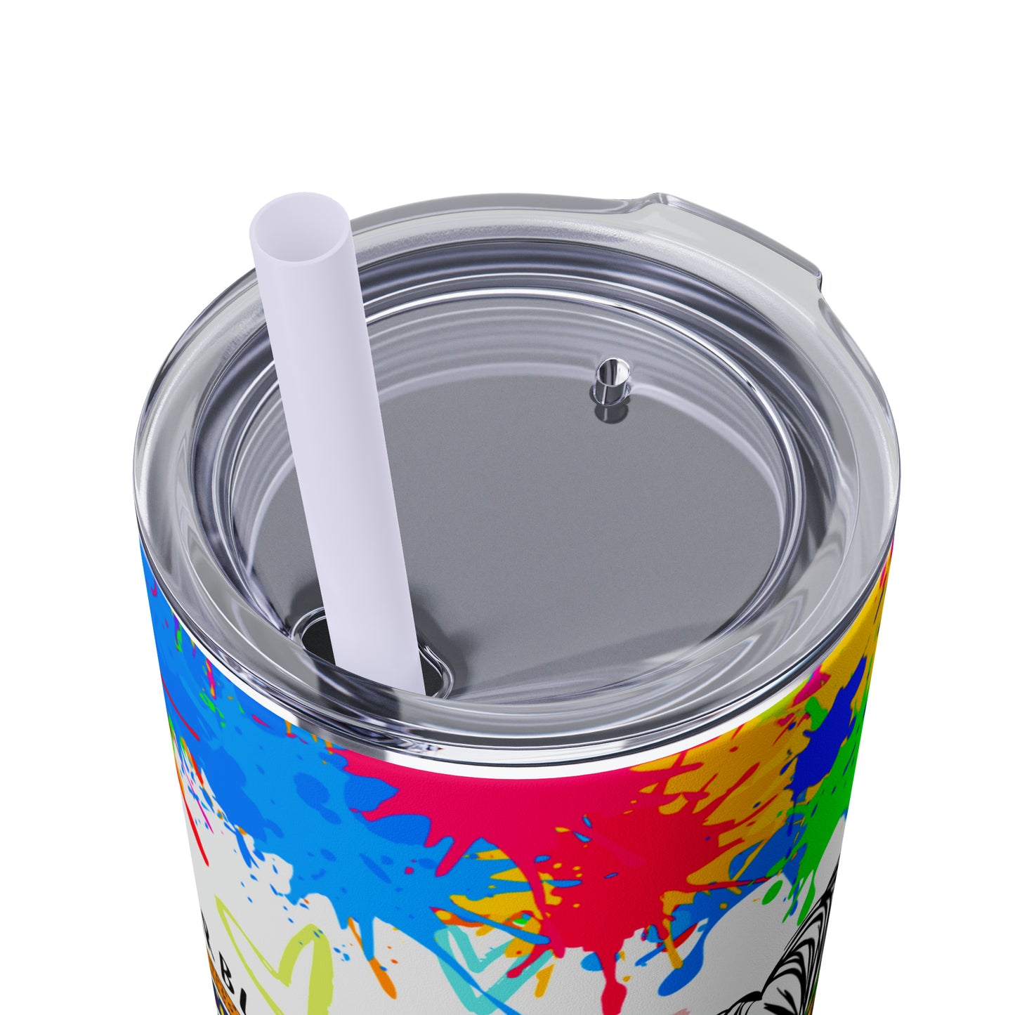 Autism awareness, Mama EcoChic 20oz Skinny Stainless Steel Tumbler with Straw