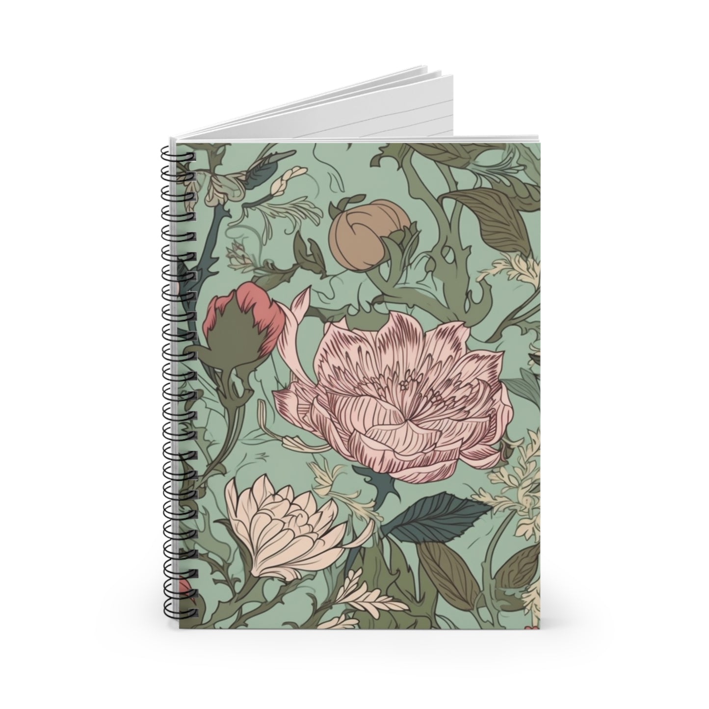 Victorian floral journal or Notebook. minimalist, Notes Spiral Notebook - Ruled Line