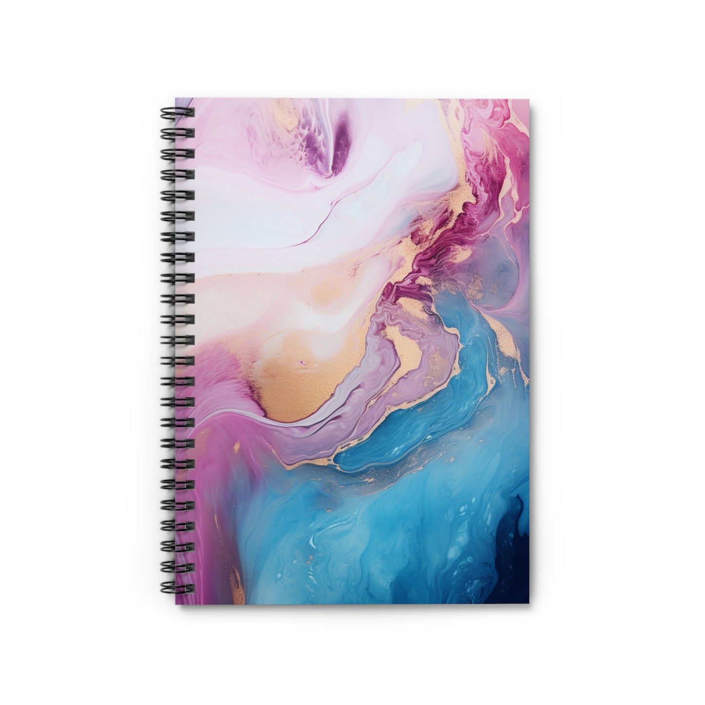 Blue, Pink & Gold Marble journal or Notebook. Boho, minimalist, Notes Spiral Notebook - Ruled Line