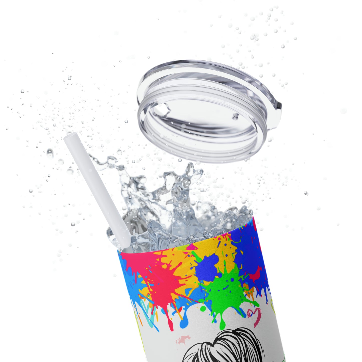 Autism awareness, Mama EcoChic 20oz Skinny Stainless Steel Tumbler with Straw
