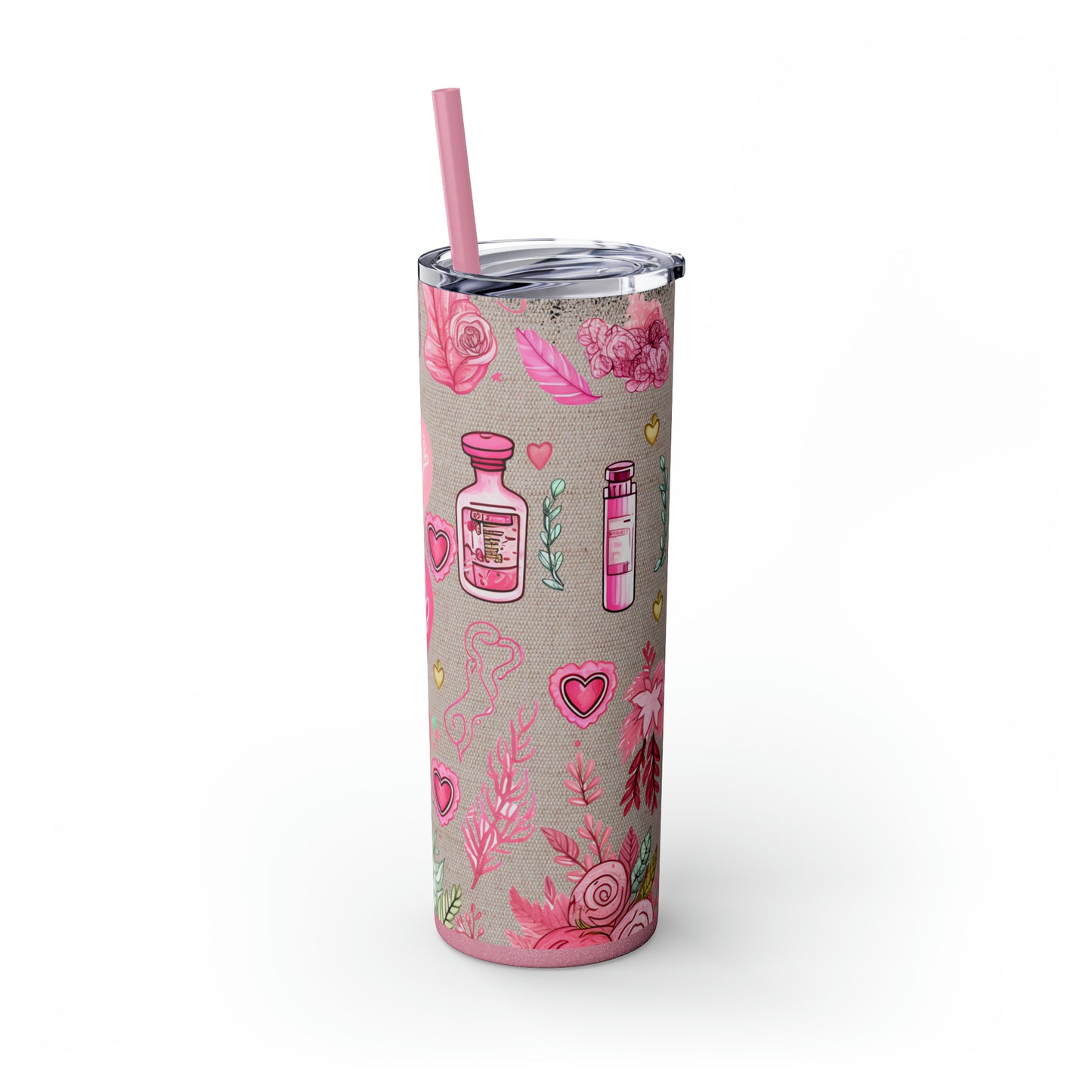 Nurse Pink ,EcoChic 20oz Skinny Stainless Steel Tumbler with Straw
