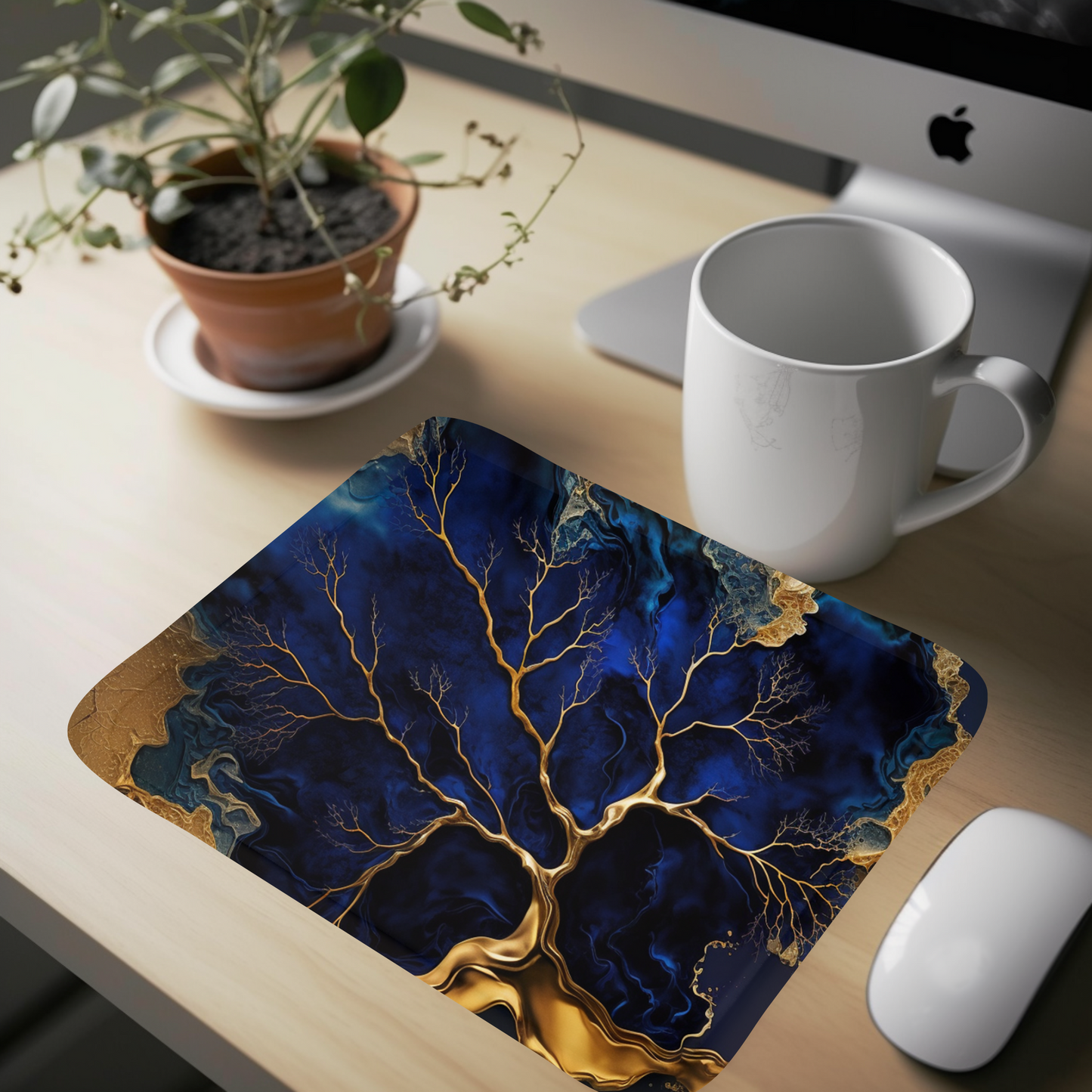 Gold, & Blue Mouse Pad (Rectangle)