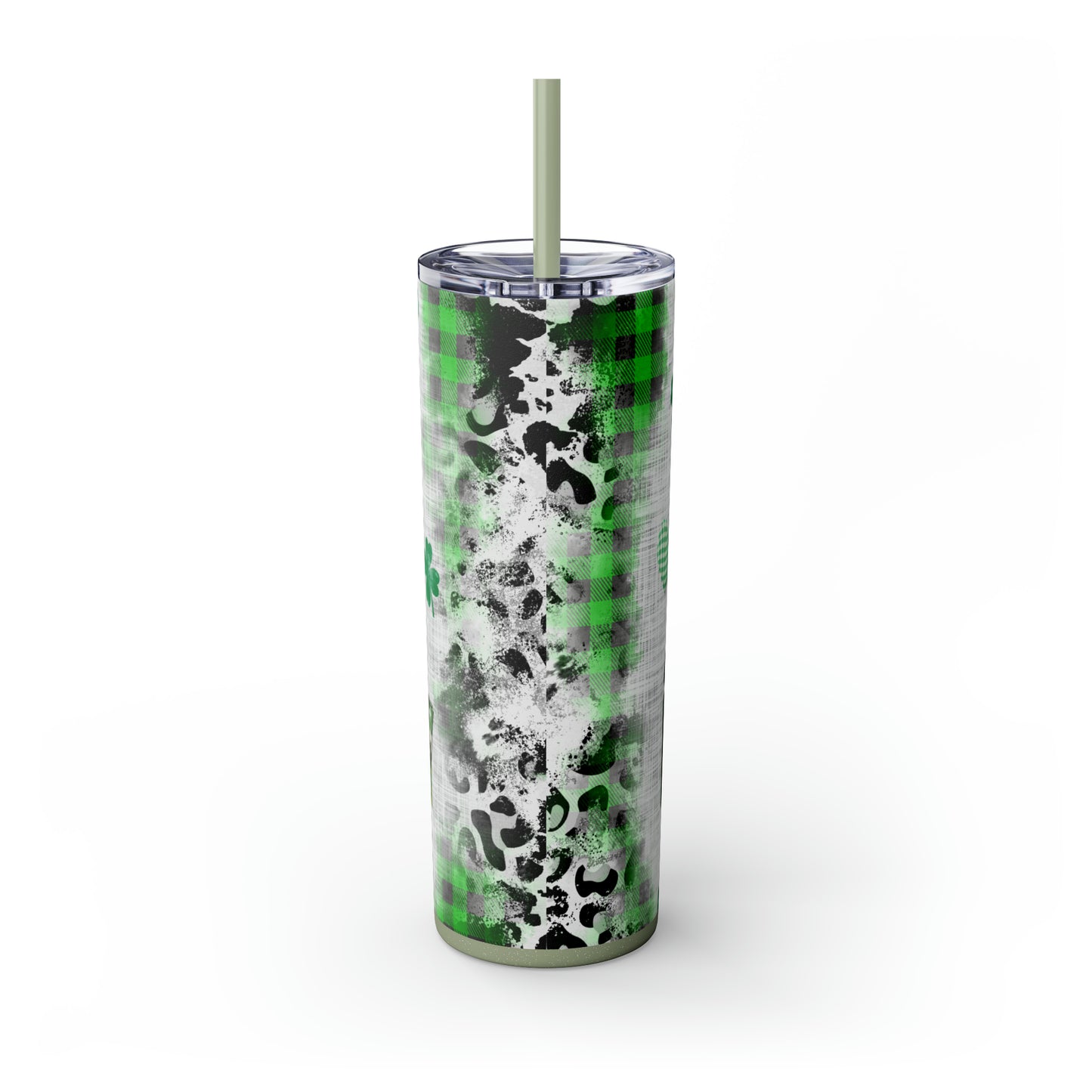 Lucky Mama, Messy Bun St Pattricks Day Skinny Tumbler, 20oz