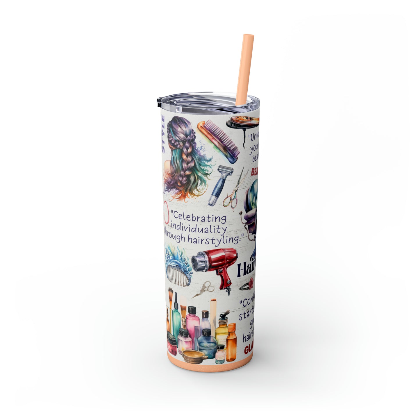 Hairdresser Life EcoChic 20oz Skinny Stainless Steel Tumbler with Straw