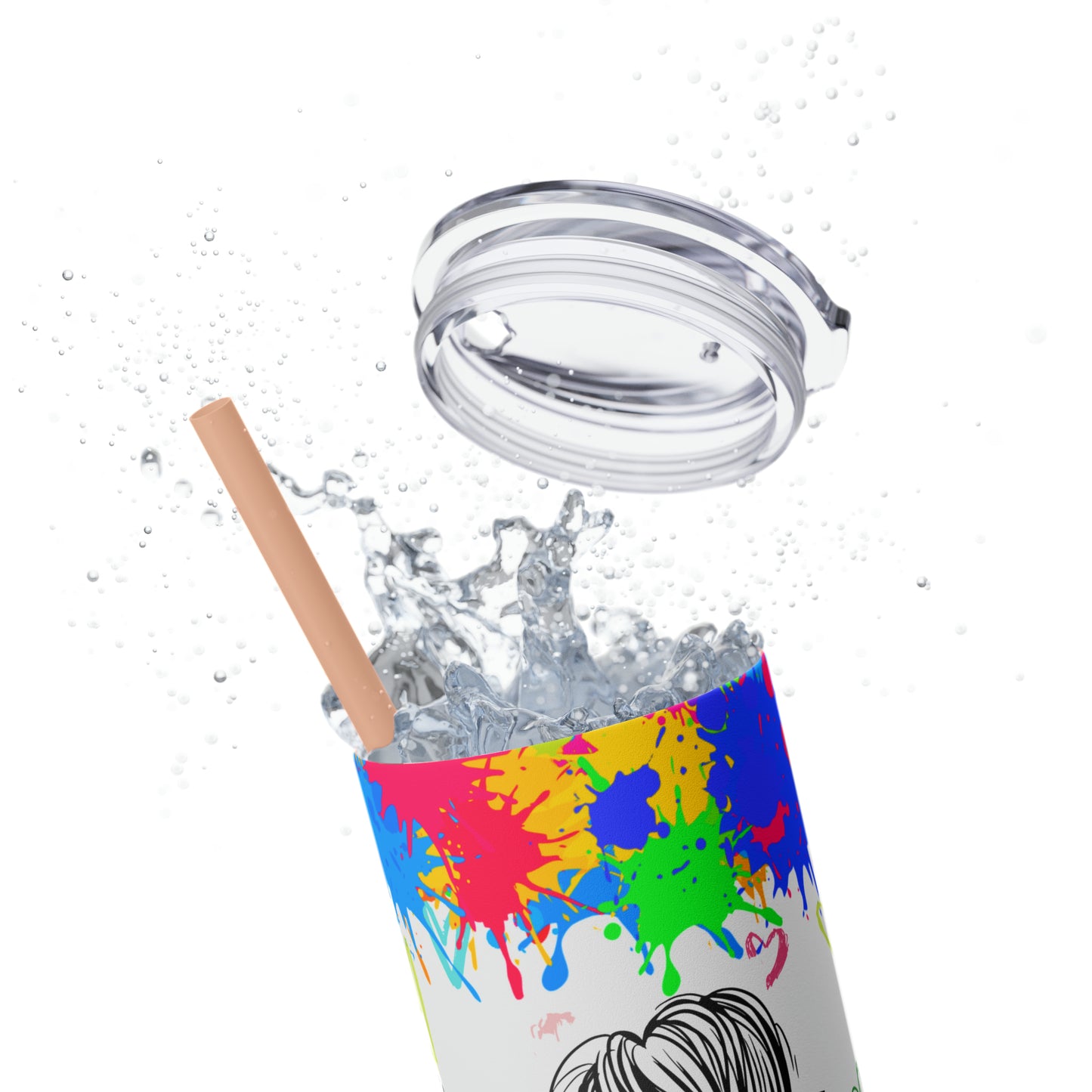 Autism awareness, Mama EcoChic 20oz Skinny Stainless Steel Tumbler with Straw
