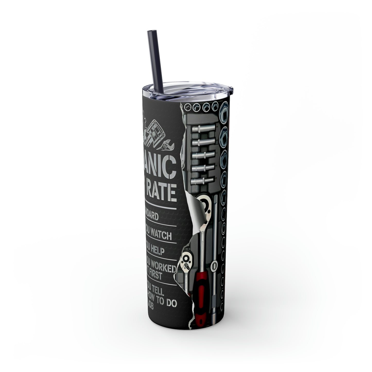 Mechanics Rate Skinny Tumbler with Straw, 20oz