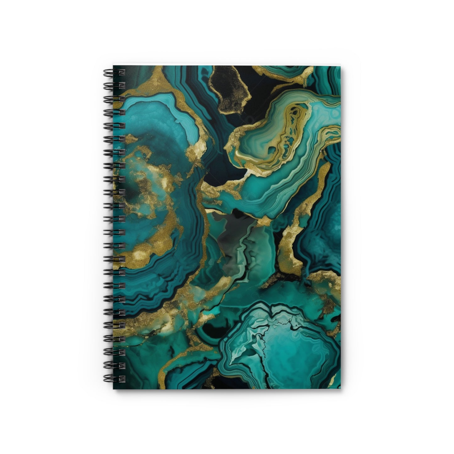 Turquoise and gold swirl designed journal or Notebook. Boho, minimalist, Notes Spiral Notebook - Ruled Line