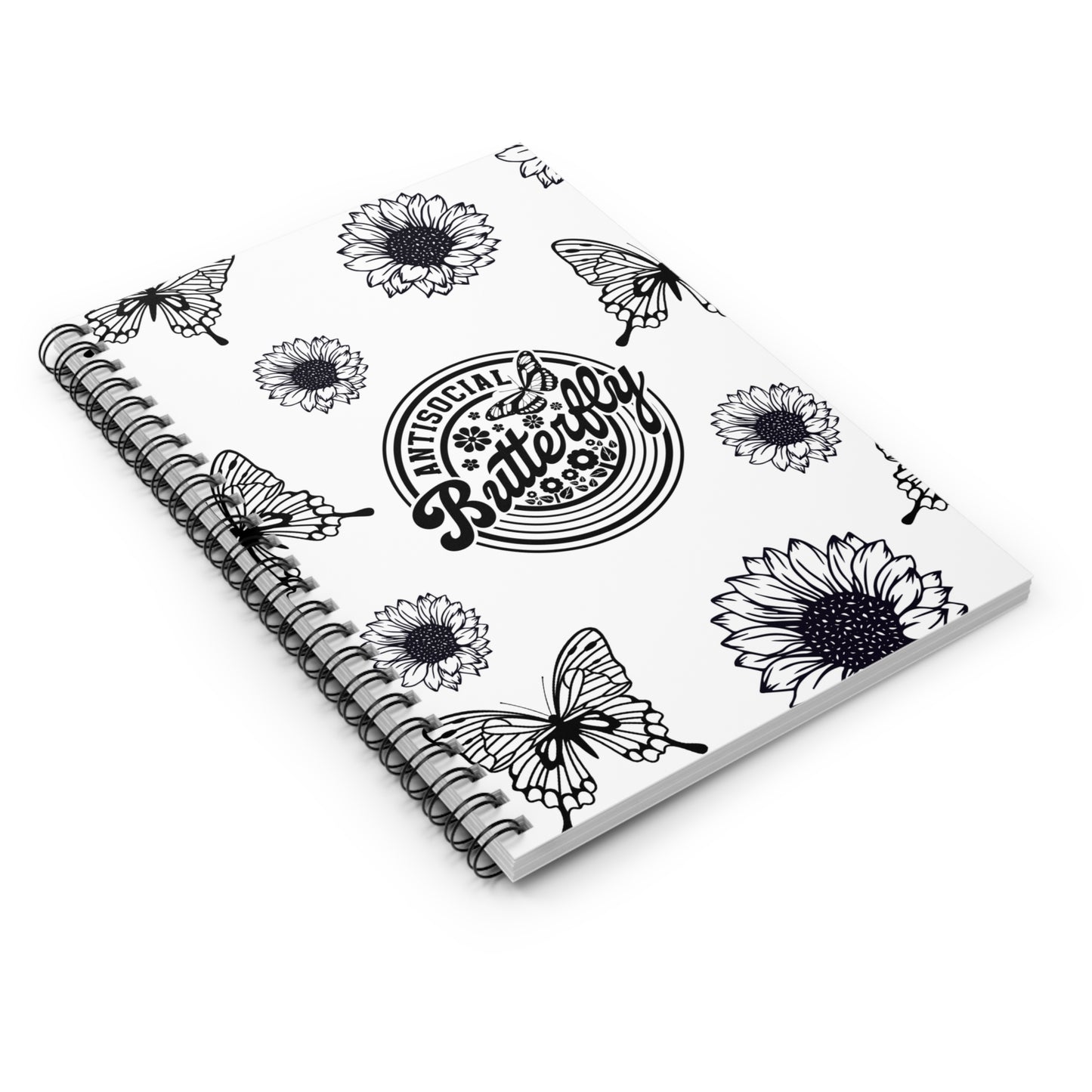 Antisocial Butterfly Journal or Notebook. Minimalist, Notes Spiral Notebook - Ruled Line