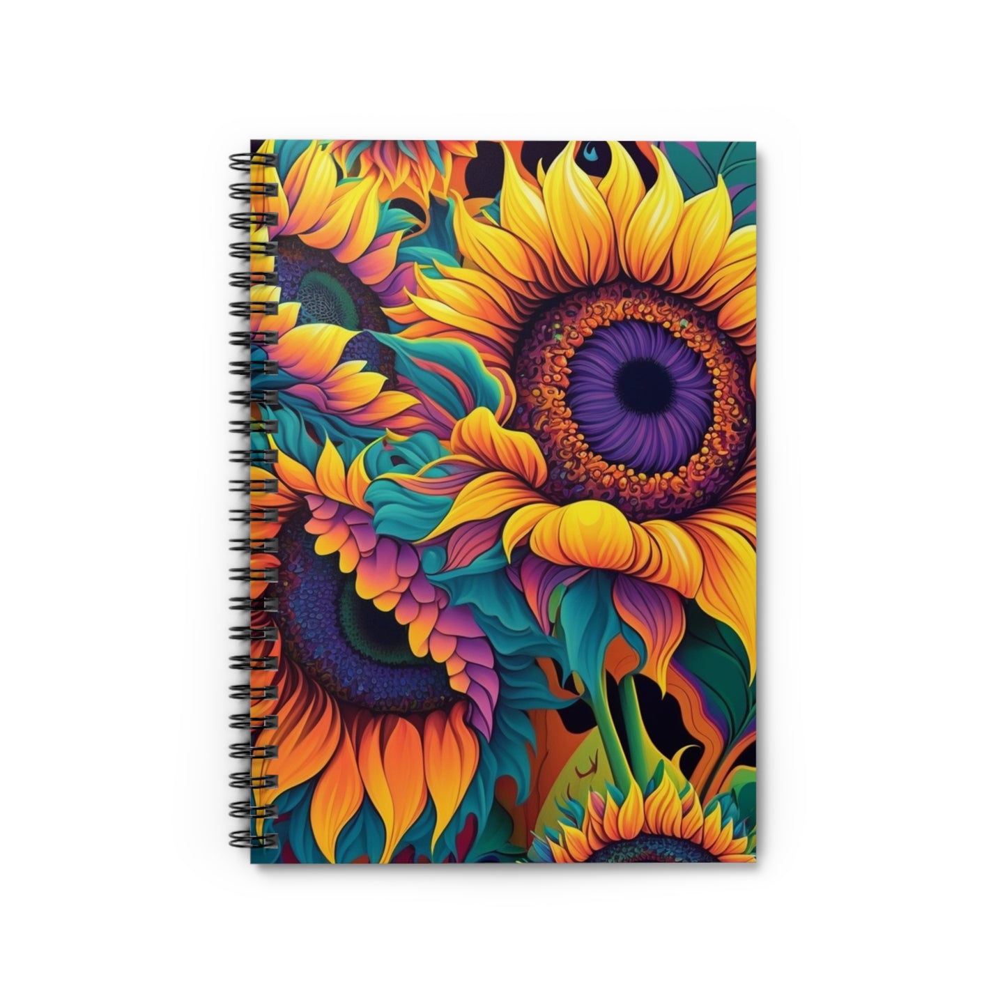 Colorful Floral Sunflower Spiral Notebook - Ruled Line